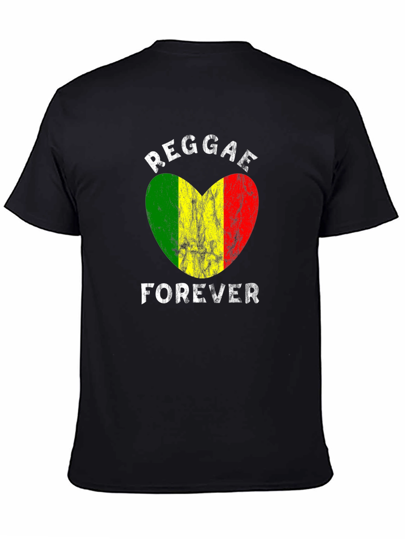 Black Reggae Forever Heart Graphic T-Shirt view 4
