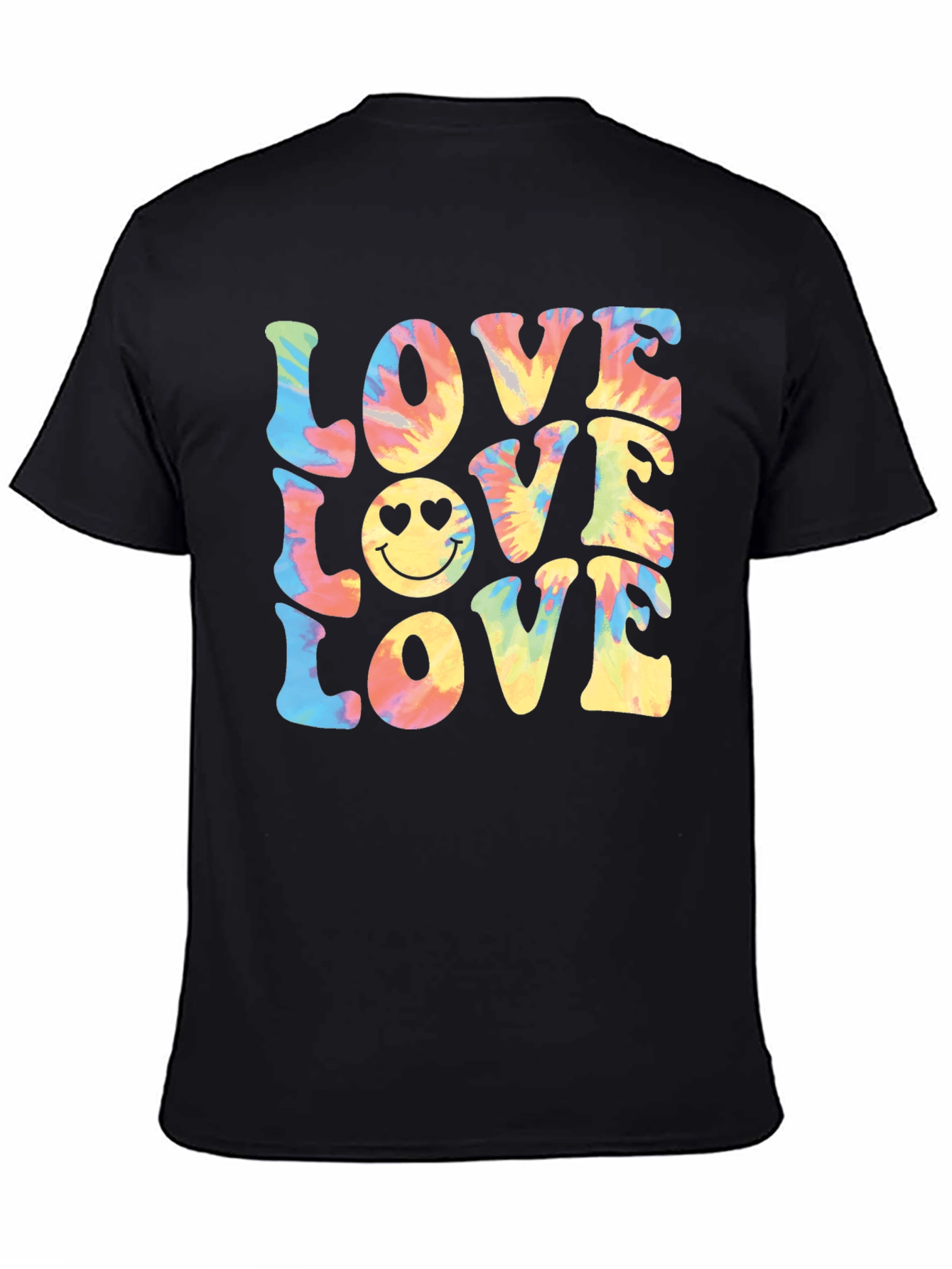 Black Tie-Dye Love Smiley Face T-Shirt view 4