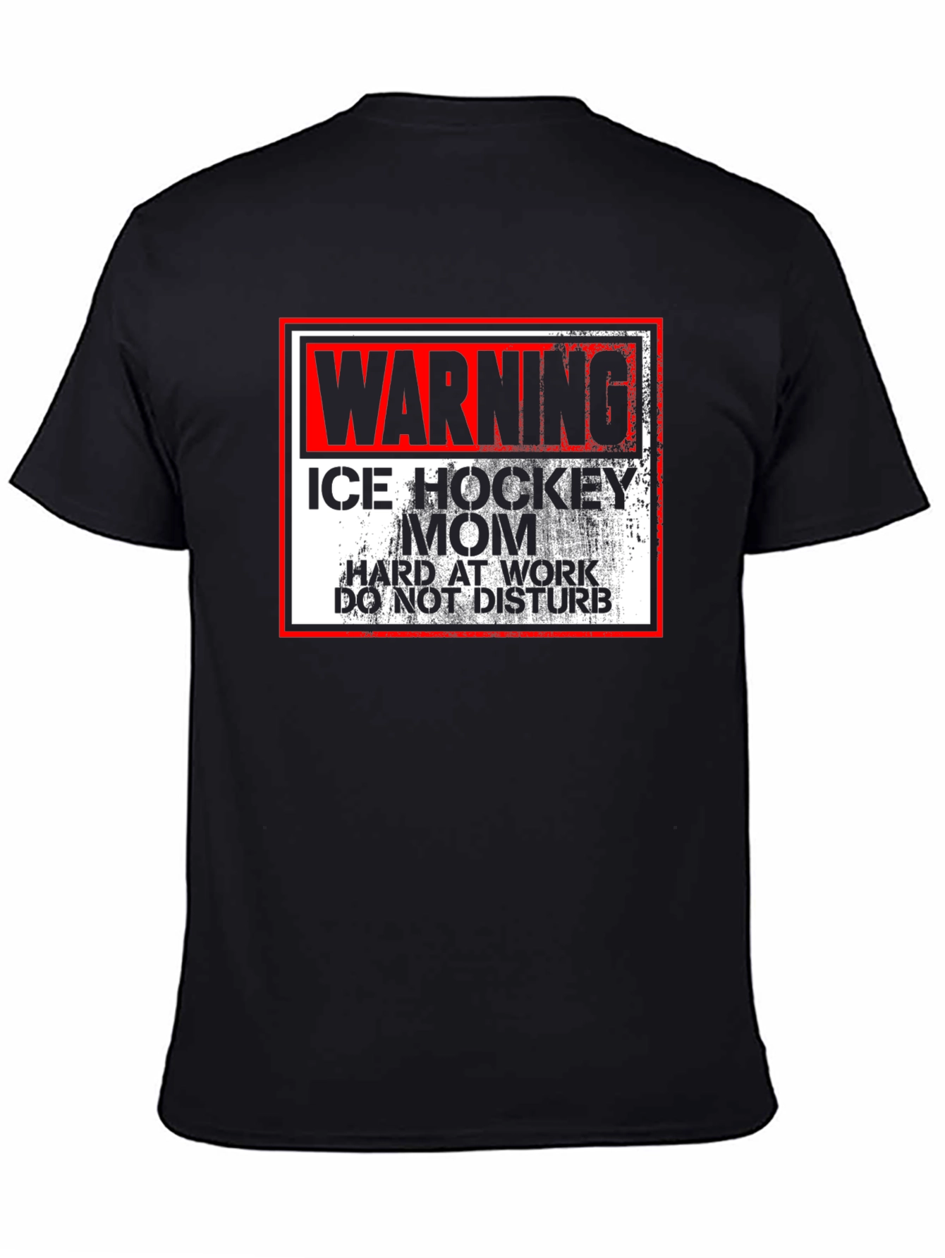 Black Warning Ice Hockey Mom T-Shirt view 4
