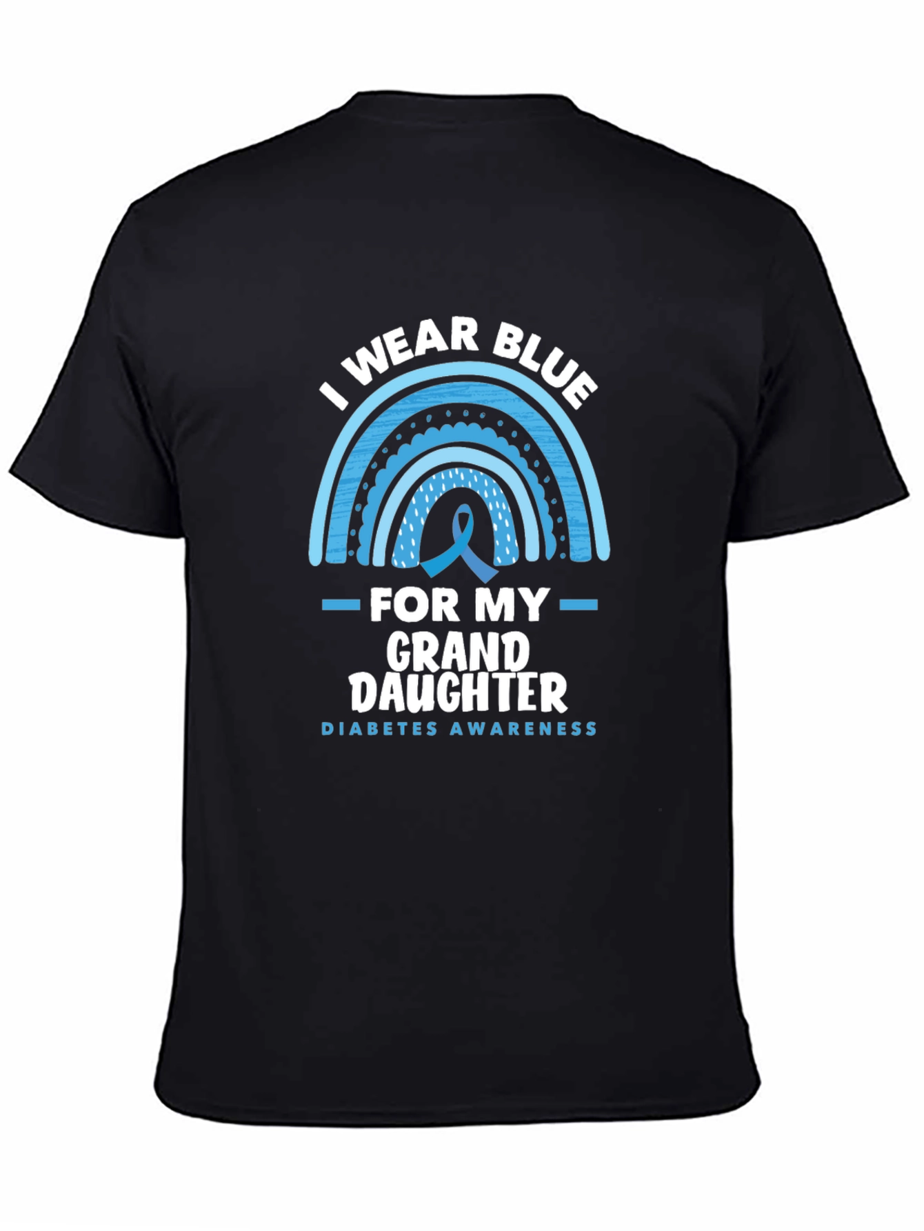 Black I Wear Blue For My Granddaughter T-Shirt Diabetes Awareness view 4