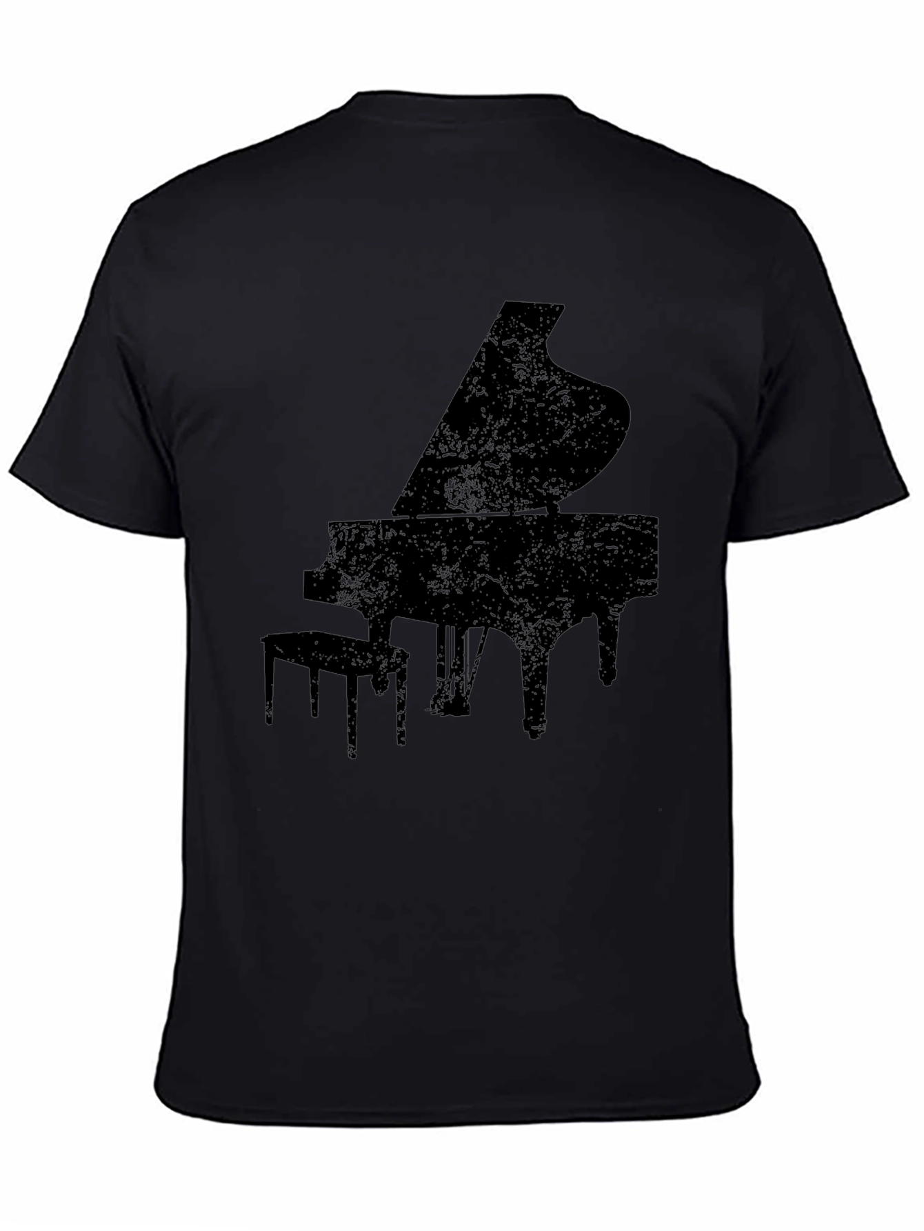 Black Grand Piano Silhouette Graphic Tee - Black view 4