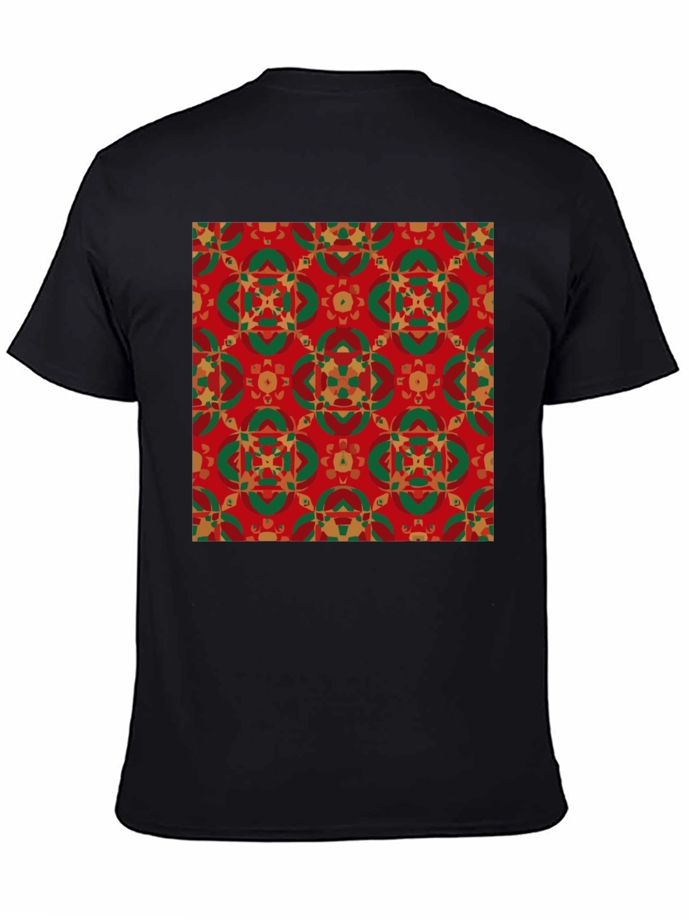 Black Festive Patterned Crew Neck T-Shirt view 4