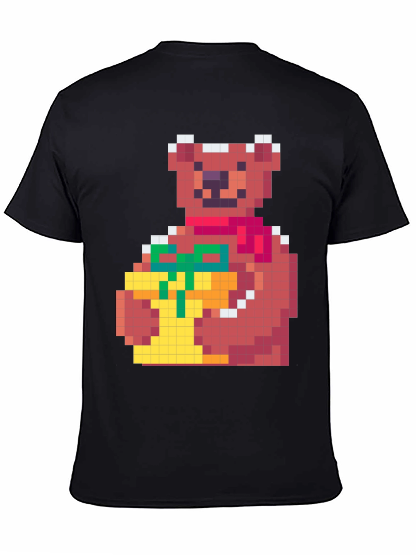 Black Pixelated Bear with Gift T-Shirt view 4