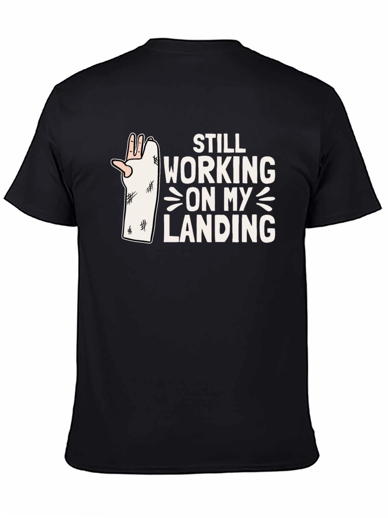 Black Still Working on My Landing T-Shirt view 4