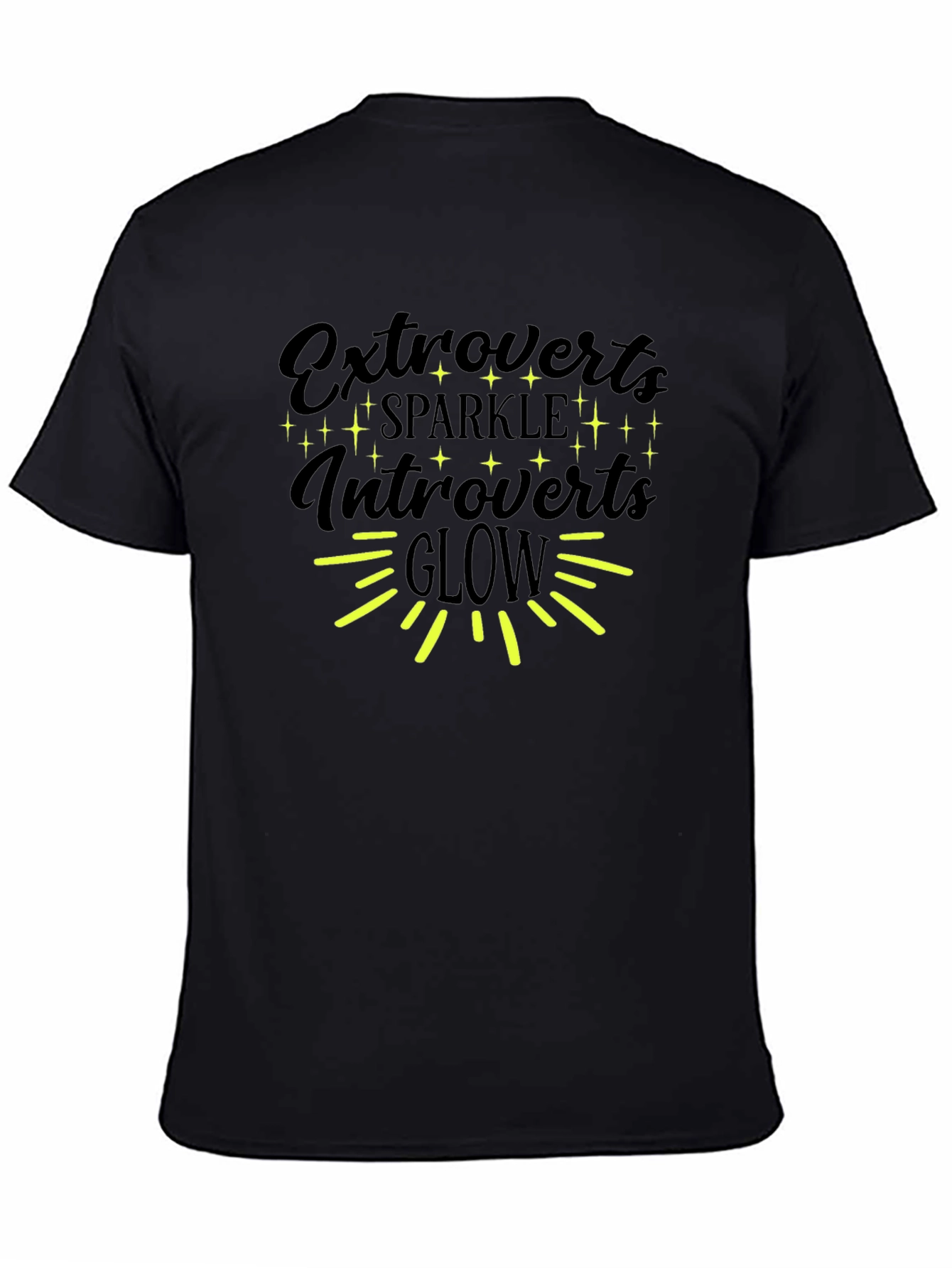 Black Extroverts Sparkle Introverts Glow Graphic T-Shirt view 4