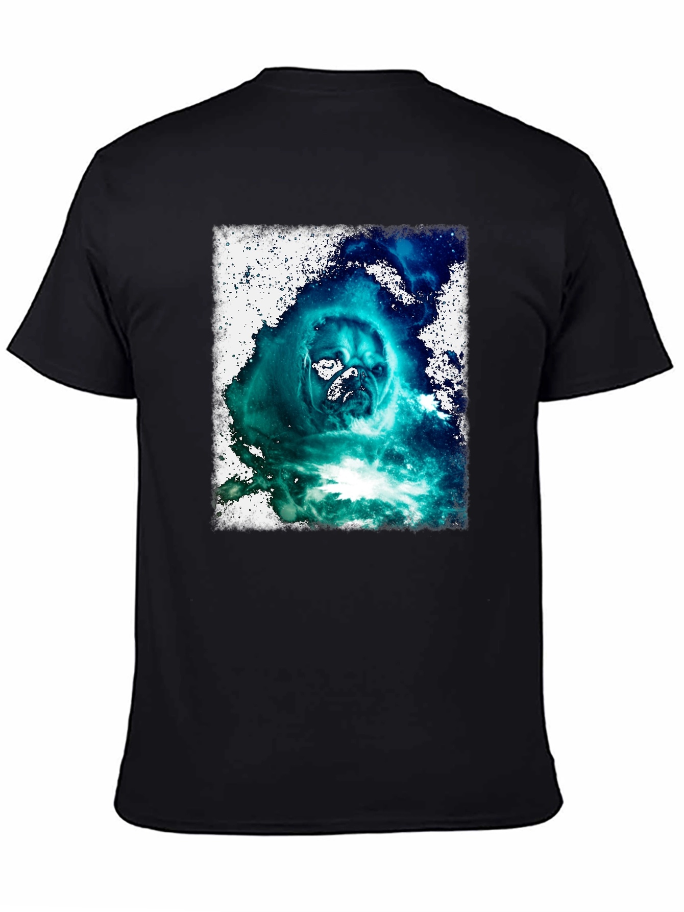 Black Cosmic Pug Graphic Black T-Shirt view 4