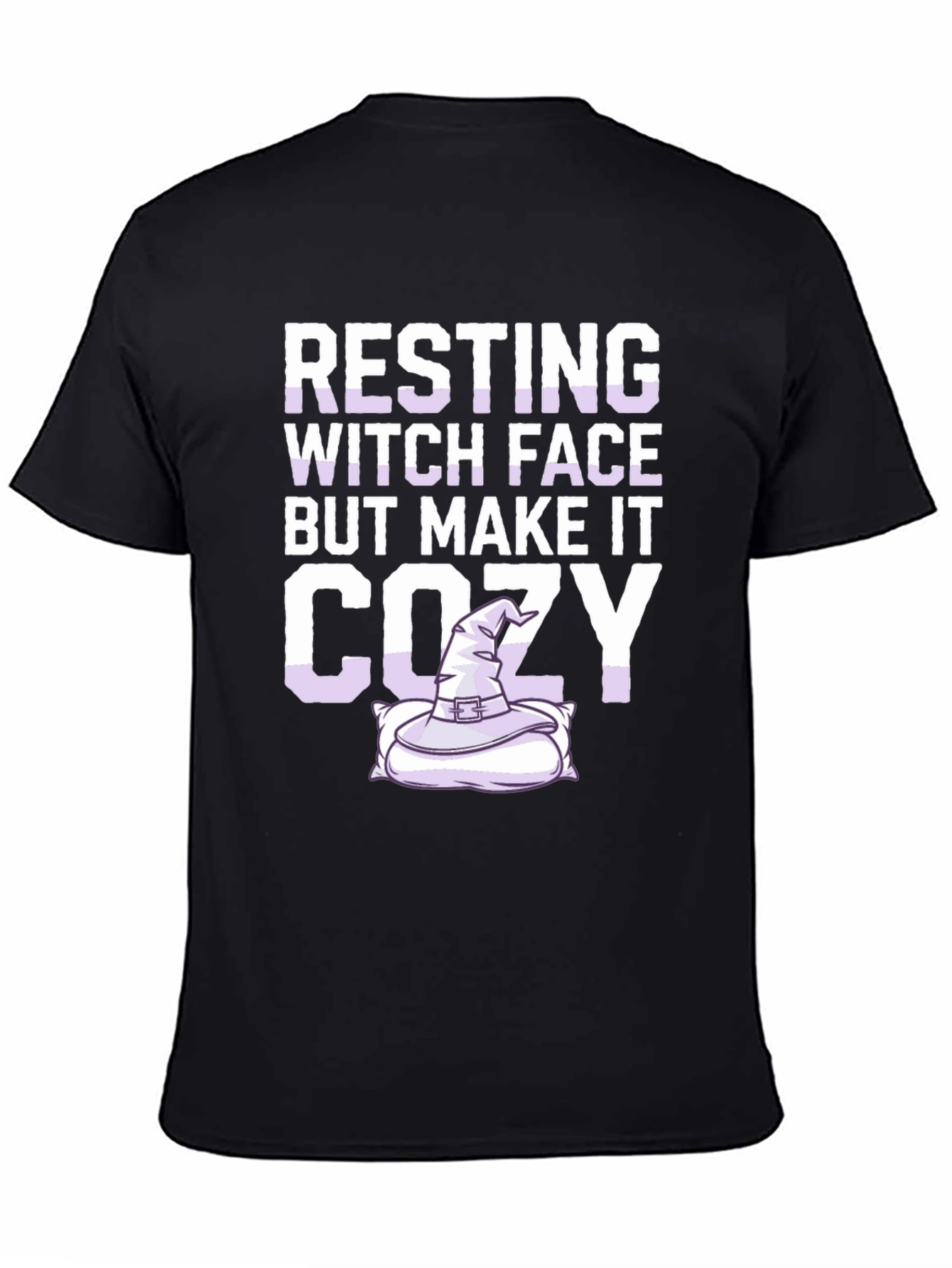 Black Resting Witch Face Cozy T-Shirt - Halloween Apparel view 4