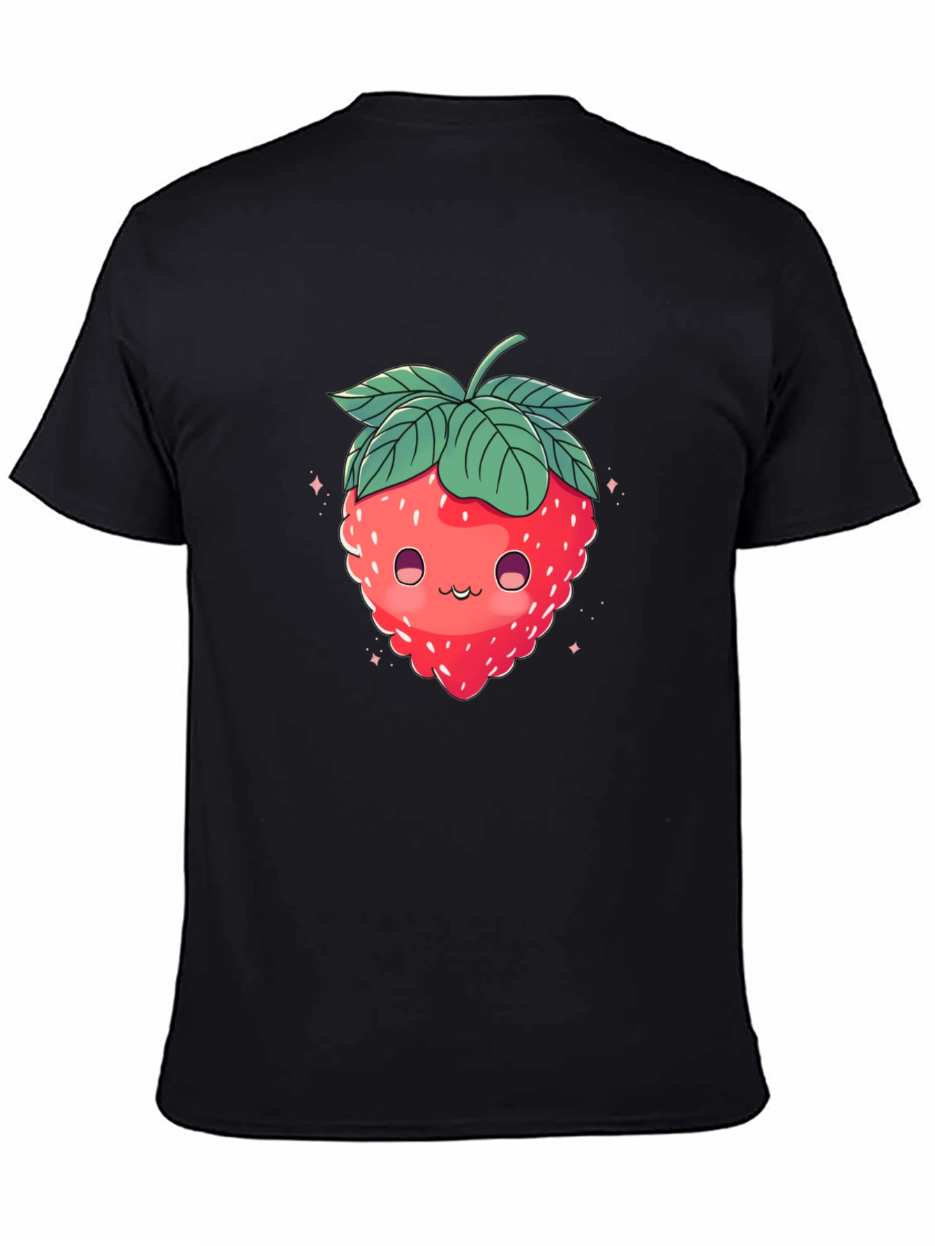 Black Cute Strawberry Graphic Black T-Shirt view 4