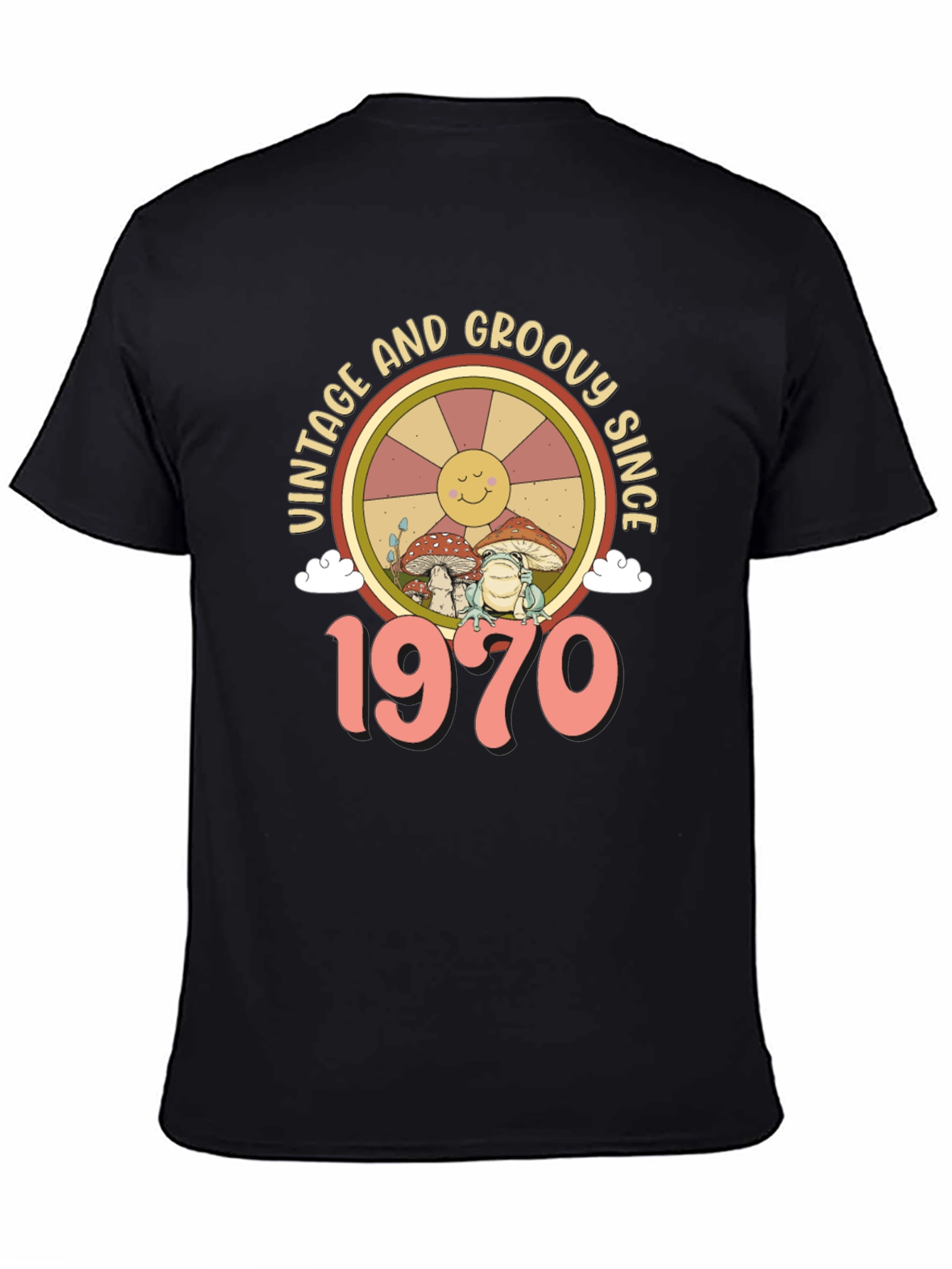 Black Vintage Groovy Since 1970 T-Shirt view 4