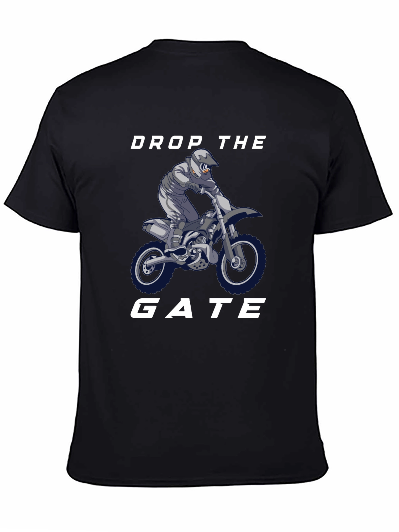 Black Drop the Gate T-Shirt - Motocross Rider Design view 4