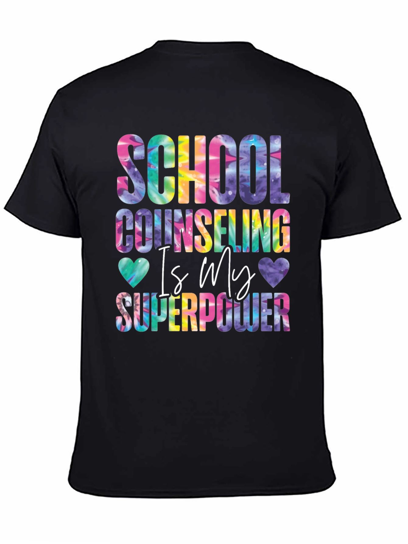 Black School Counselor Superpower Tie Dye Graphic Tee view 4