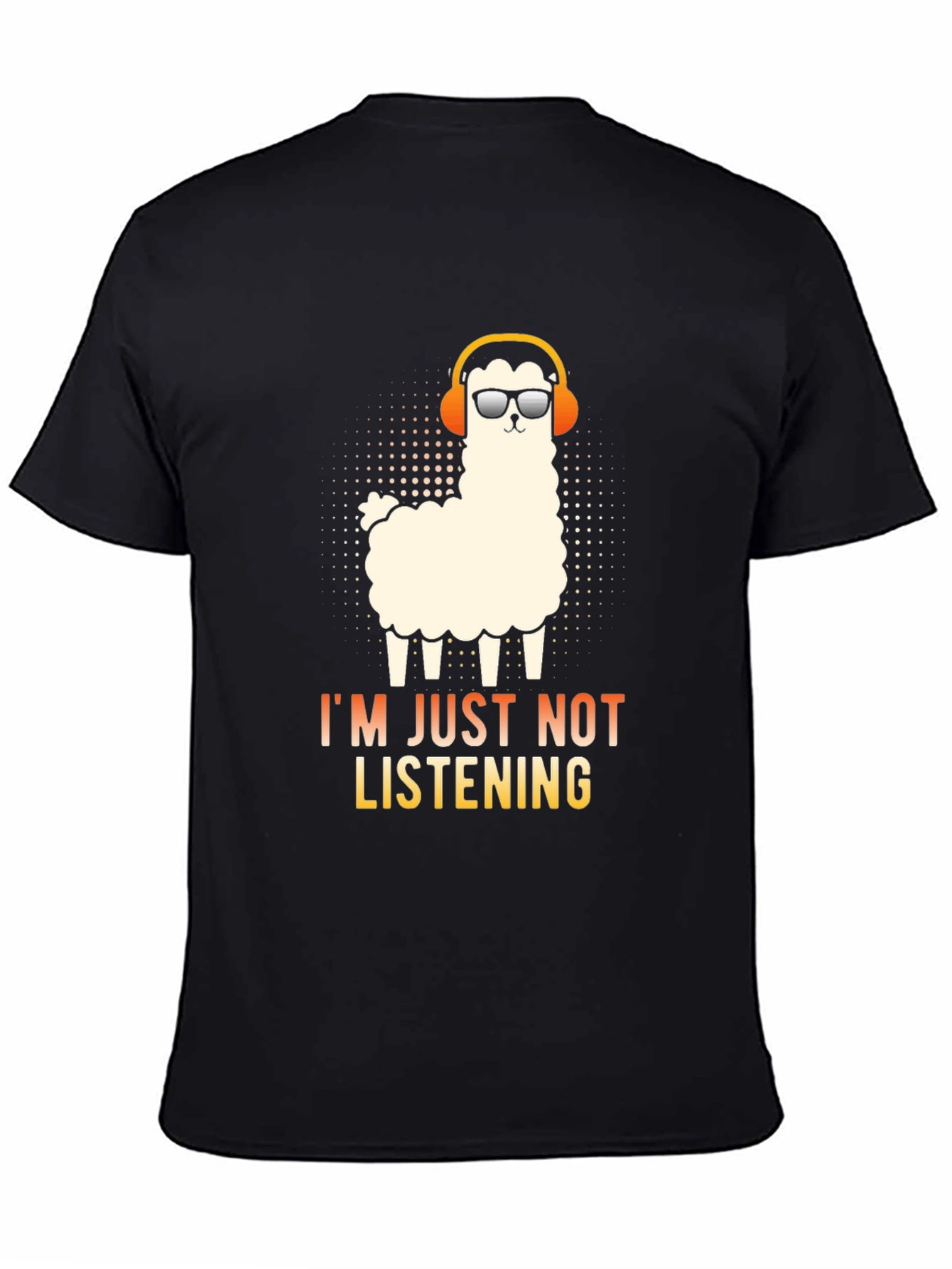 Black Llama Headphones Graphic T-Shirt - I'm Just Not Listening view 4