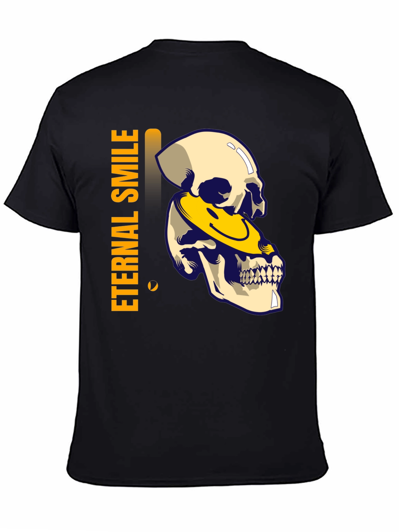 Black Eternal Smile Skull Graphic T-Shirt - Black view 4