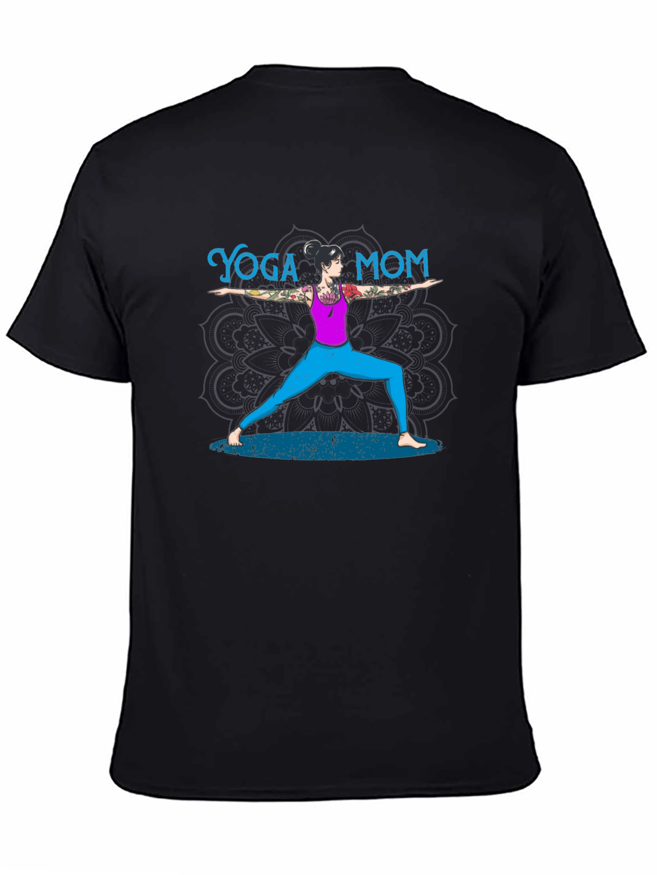 Black Yoga Mom T-Shirt - Black, Casual view 4