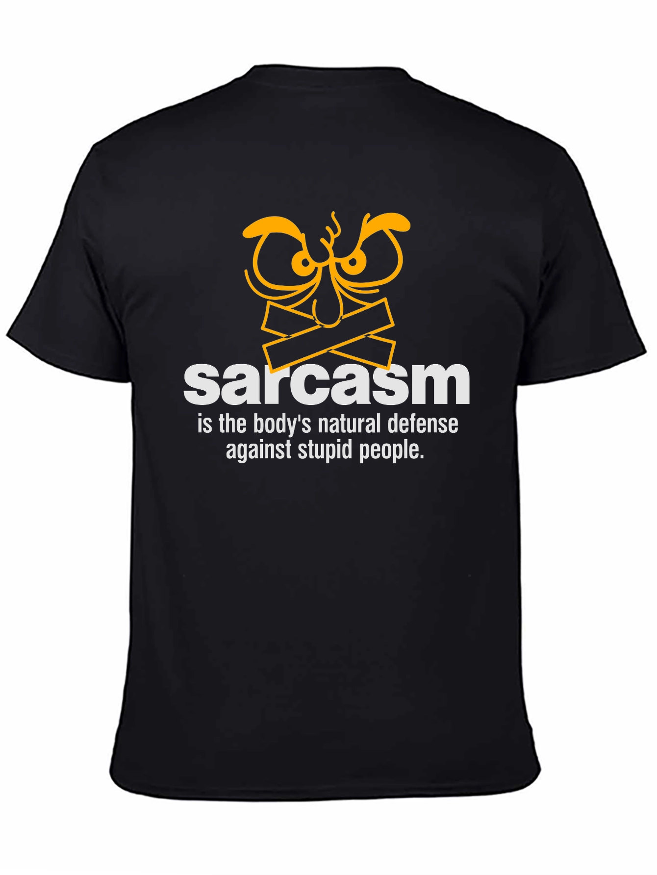 Black Sarcasm Defense Black Graphic Tee view 4