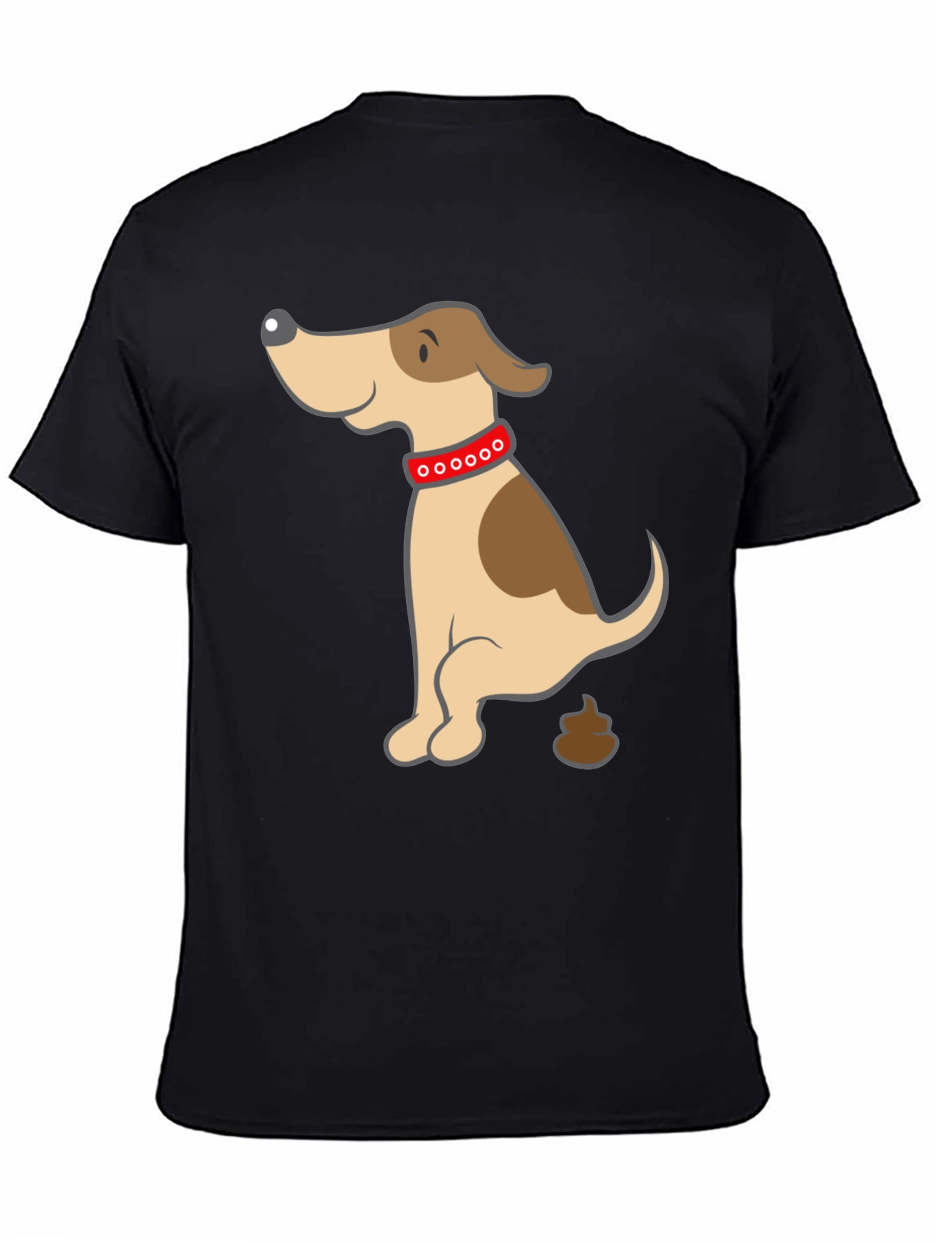 Black Funny Dog Poop Cartoon Black T-Shirt view 4