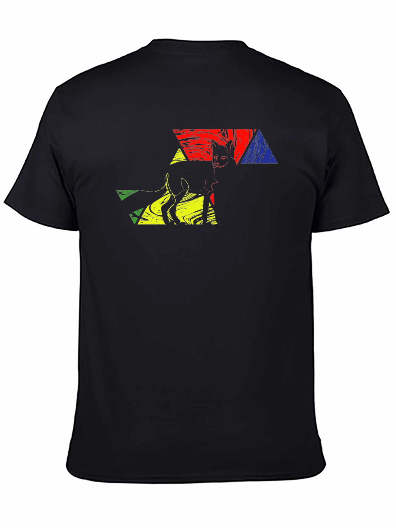 Black Abstract Cat Art Graphic T-Shirt view 4