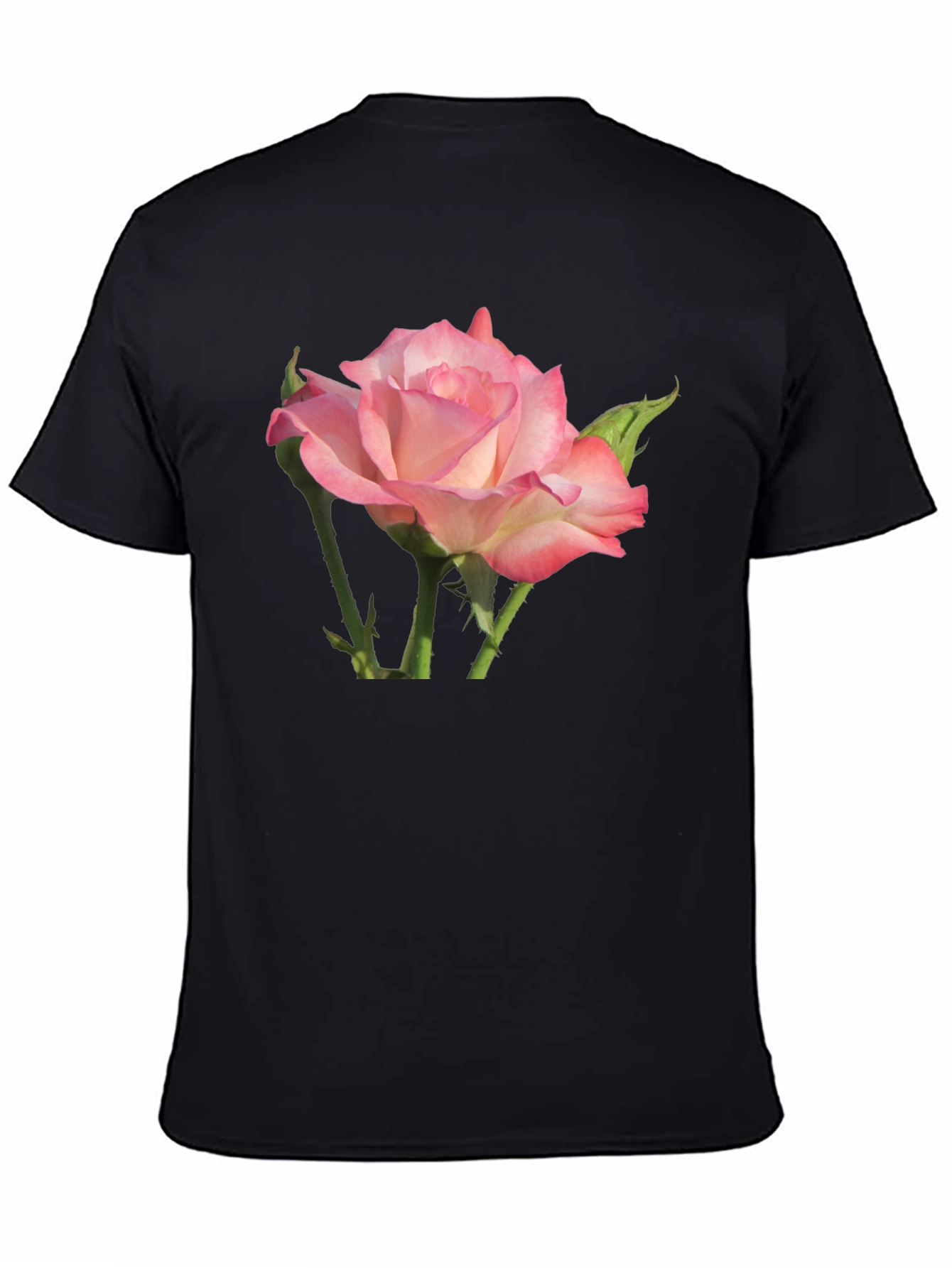 Black Pink Rose Graphic Black T-Shirt view 4