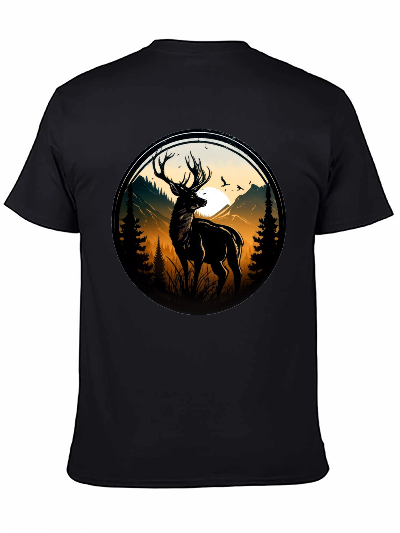 Black Deer Silhouette Graphic Tee - Black view 4