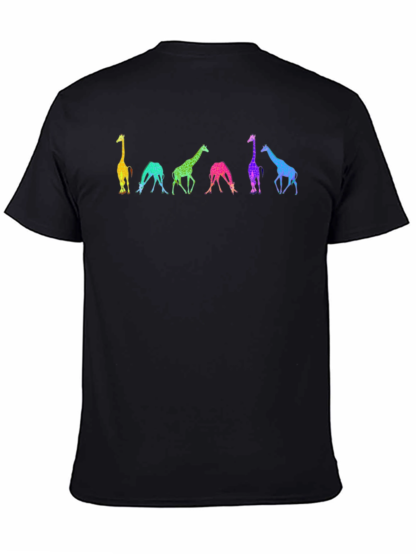 Black Rainbow Giraffe Graphic Tee - Unique Animal Shirt view 4