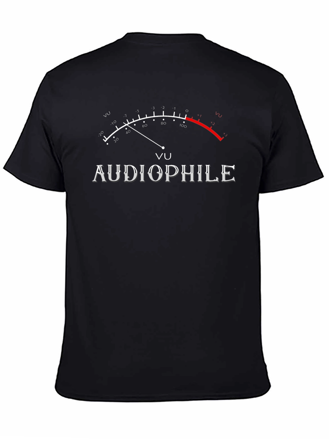 Black Audiophile VU Meter Graphic T-Shirt - Black view 4