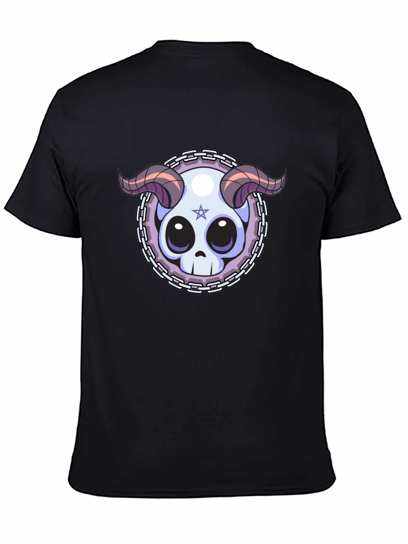 Black Skull & Horns Graphic Tee - Edgy Style view 4