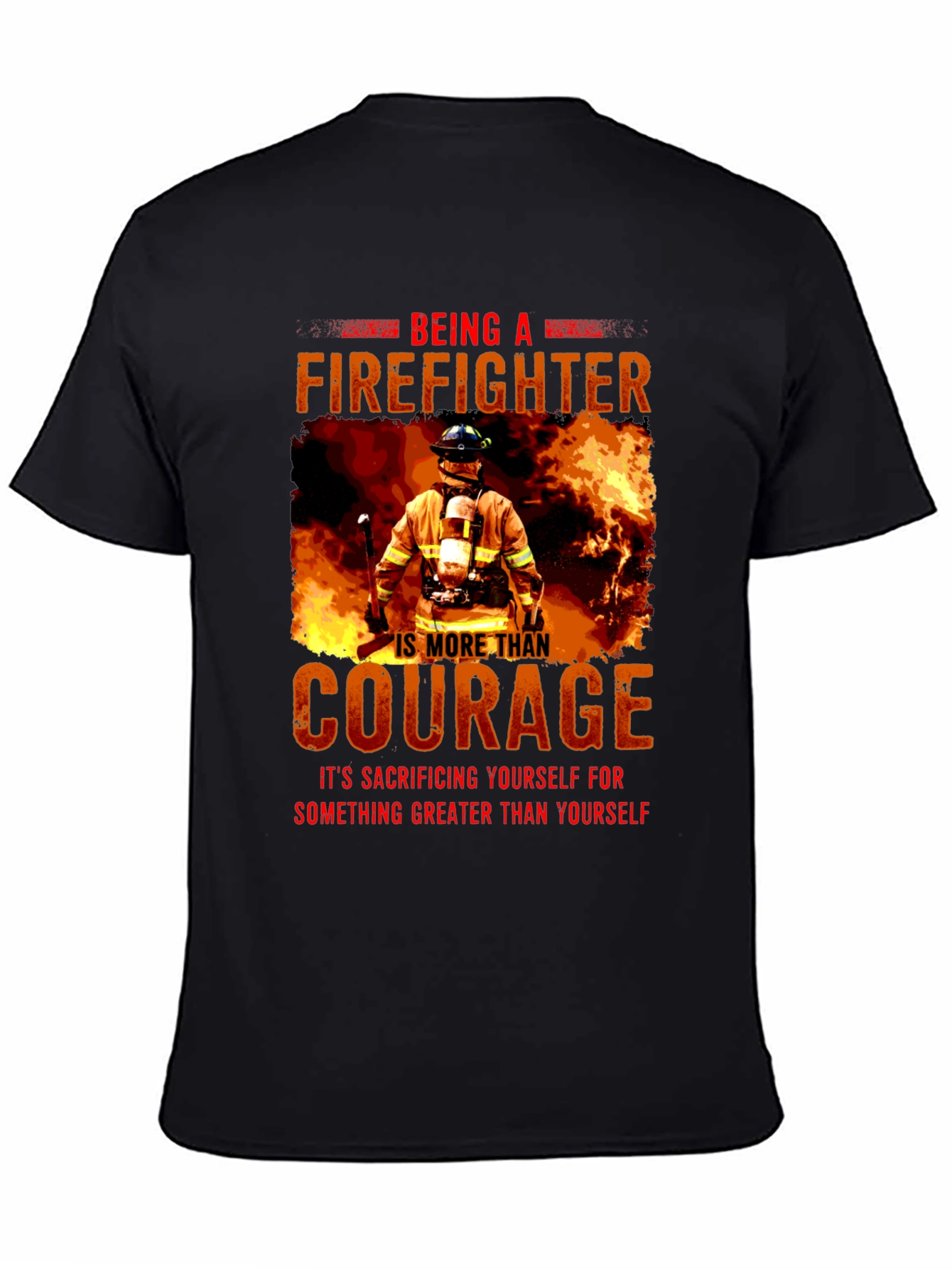 Black Firefighter Courage T-Shirt view 4