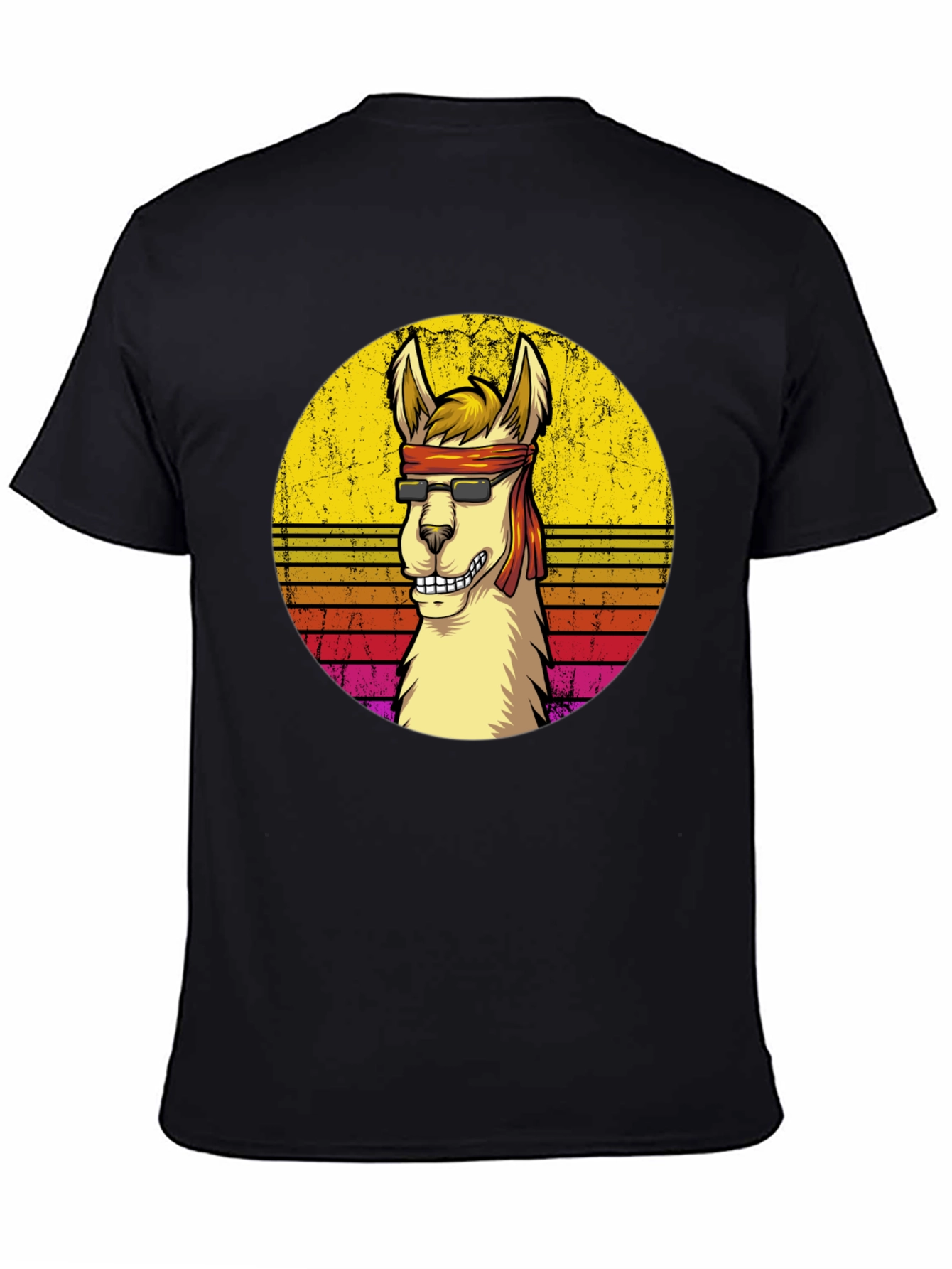 Black Retro Llama Graphic T-Shirt view 4