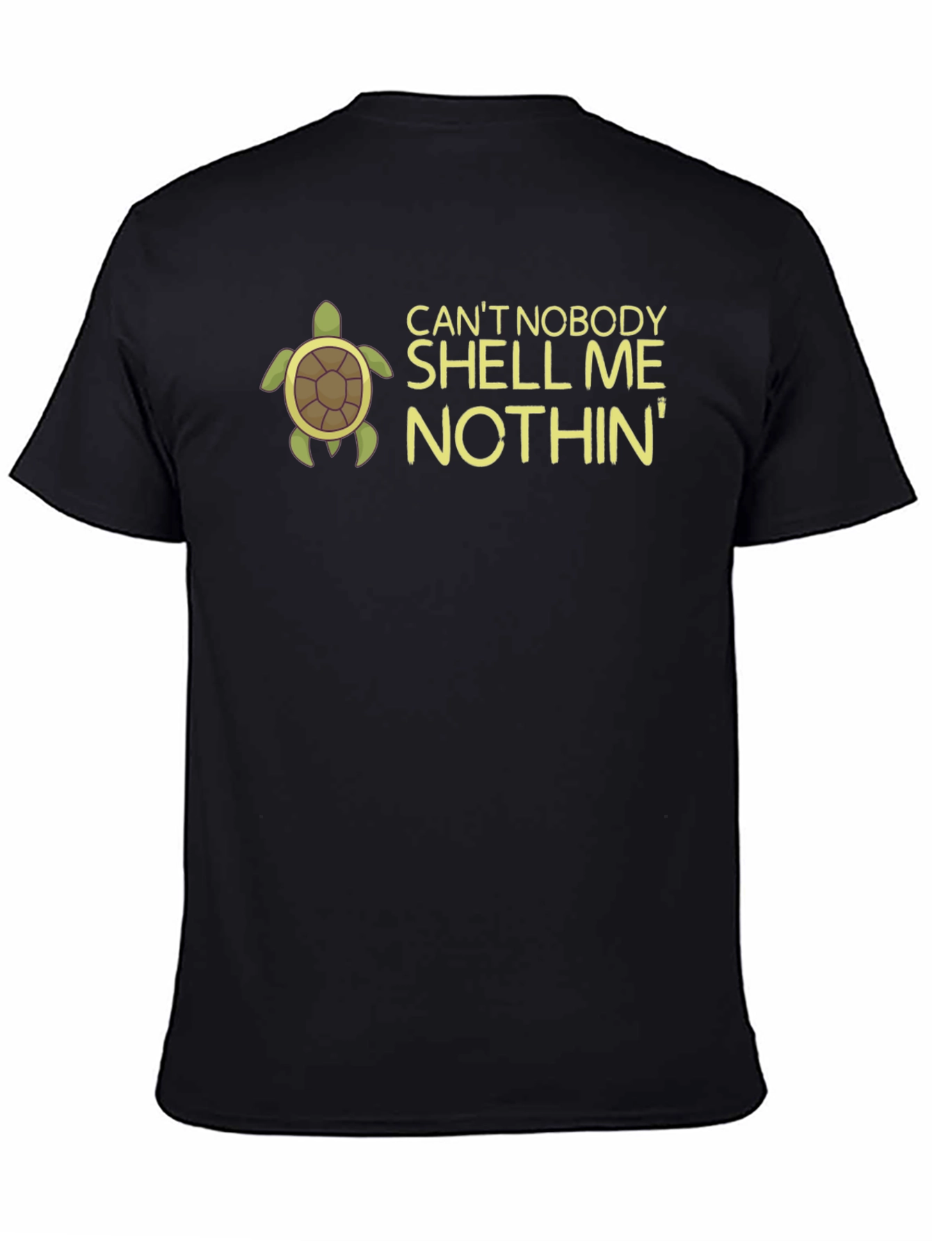Black Can't Nobody Shell Me Nothin' Turtle Graphic T-Shirt view 4