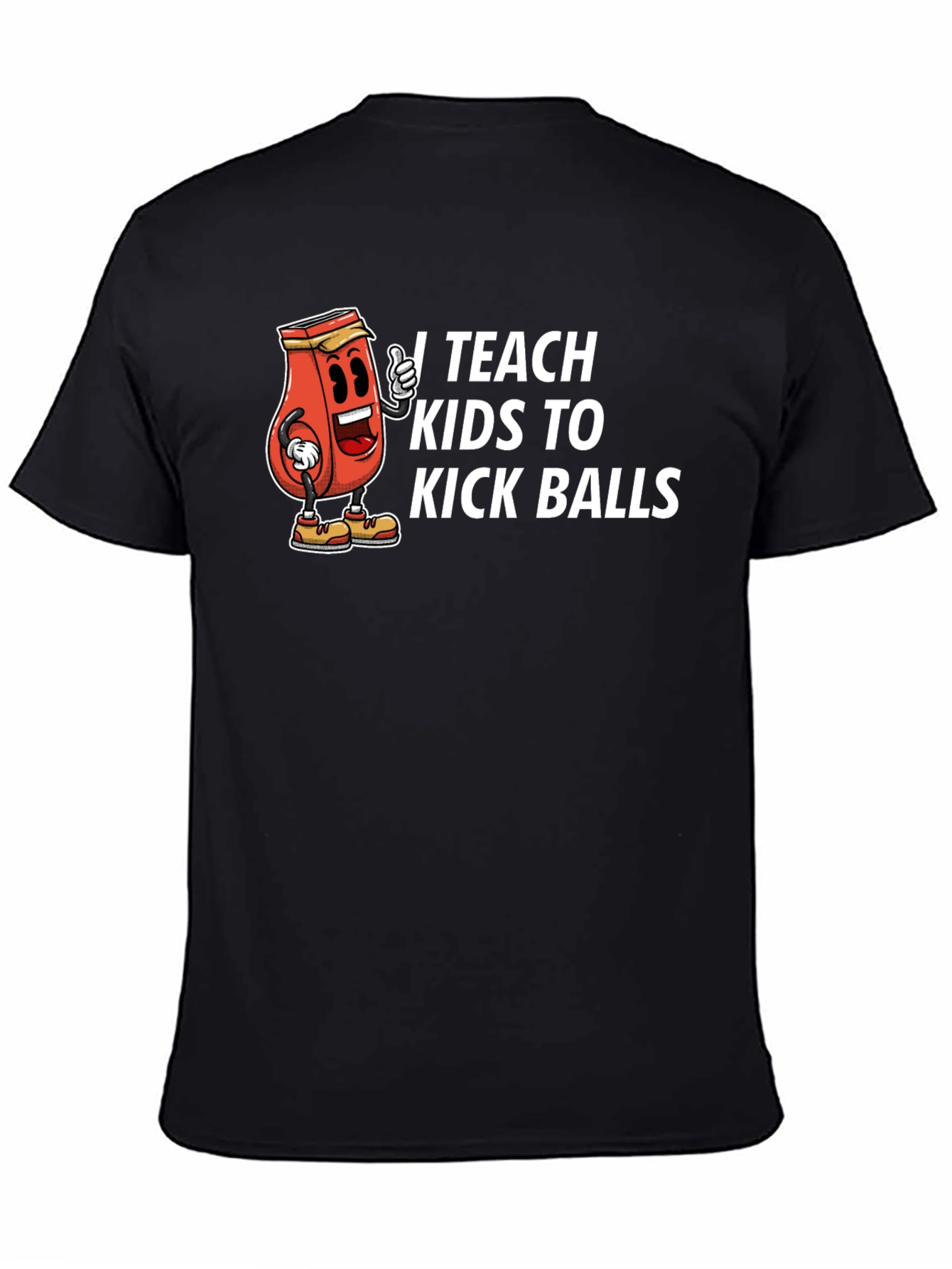 Black Funny I Teach Kids to Kick Balls Graphic T-Shirt view 4