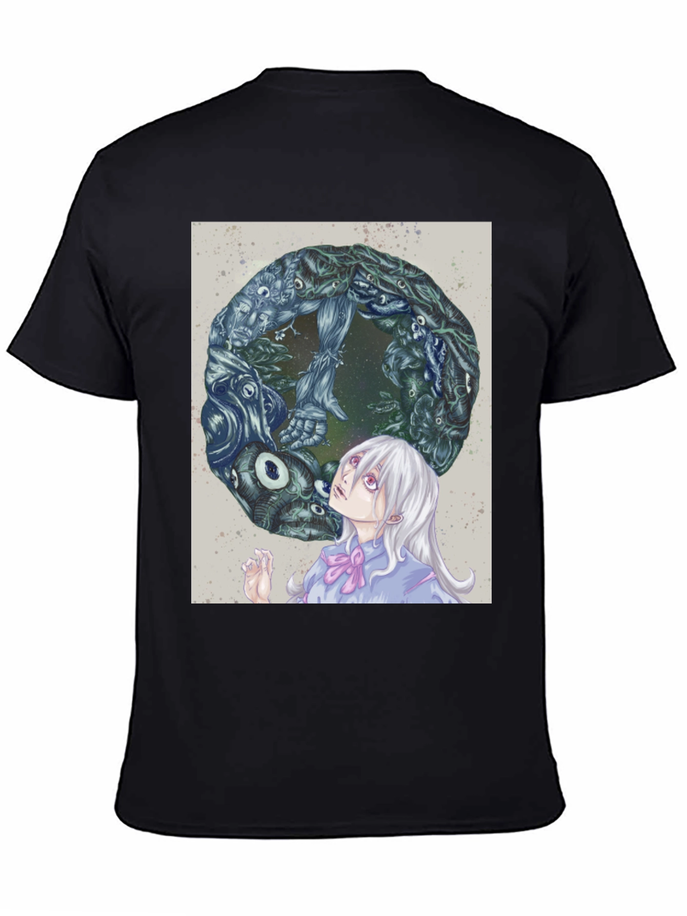 Black Anime Graphic Print Black T-Shirt view 4