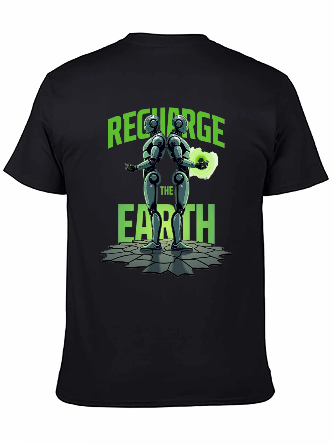 Black Recharge The Earth Graphic T-Shirt - Black view 4