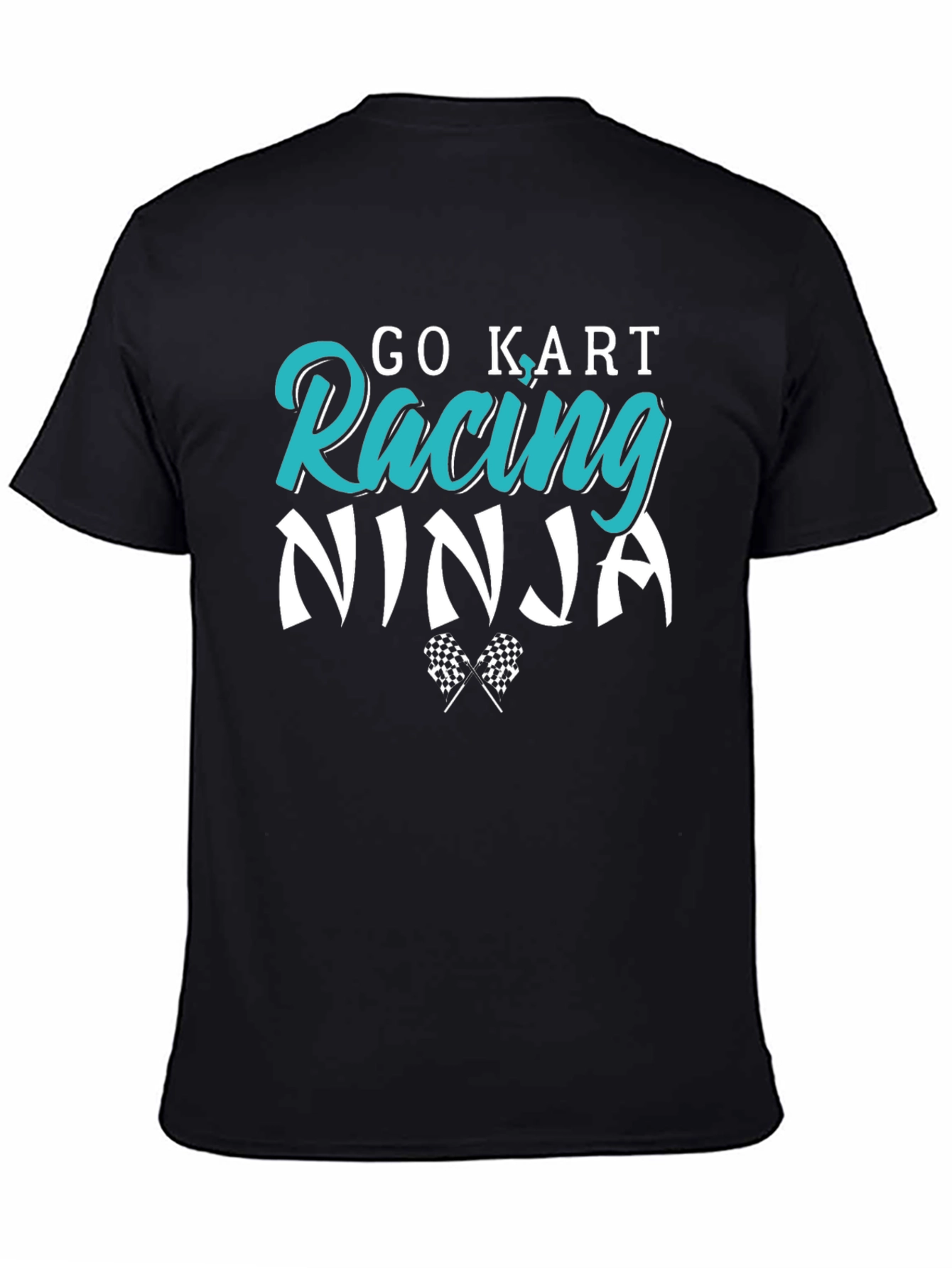 Black Go Kart Racing Ninja T-Shirt - Black view 4