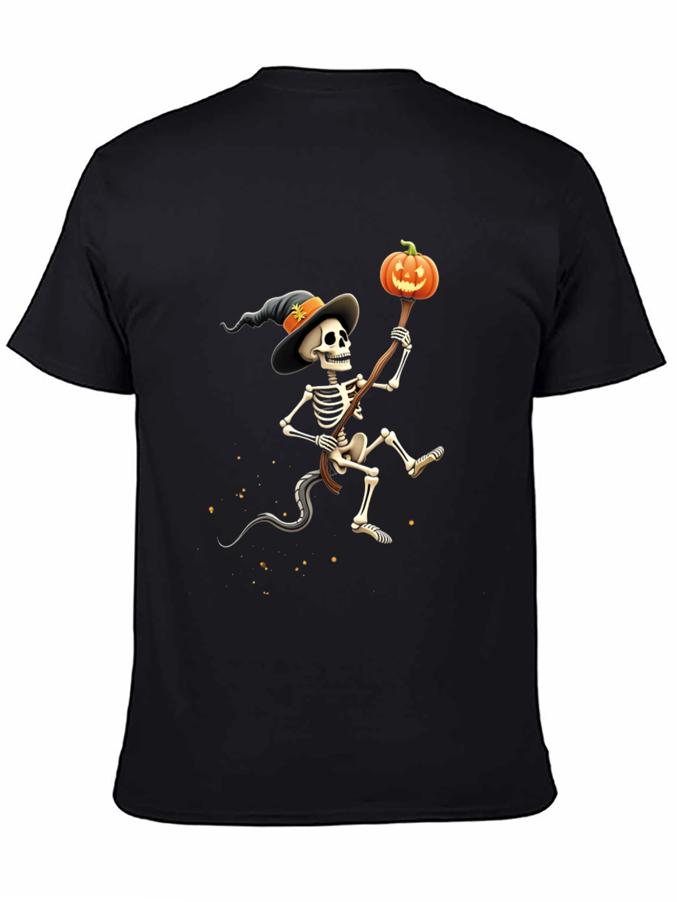 Black Spooky Skeleton Halloween T-Shirt view 4
