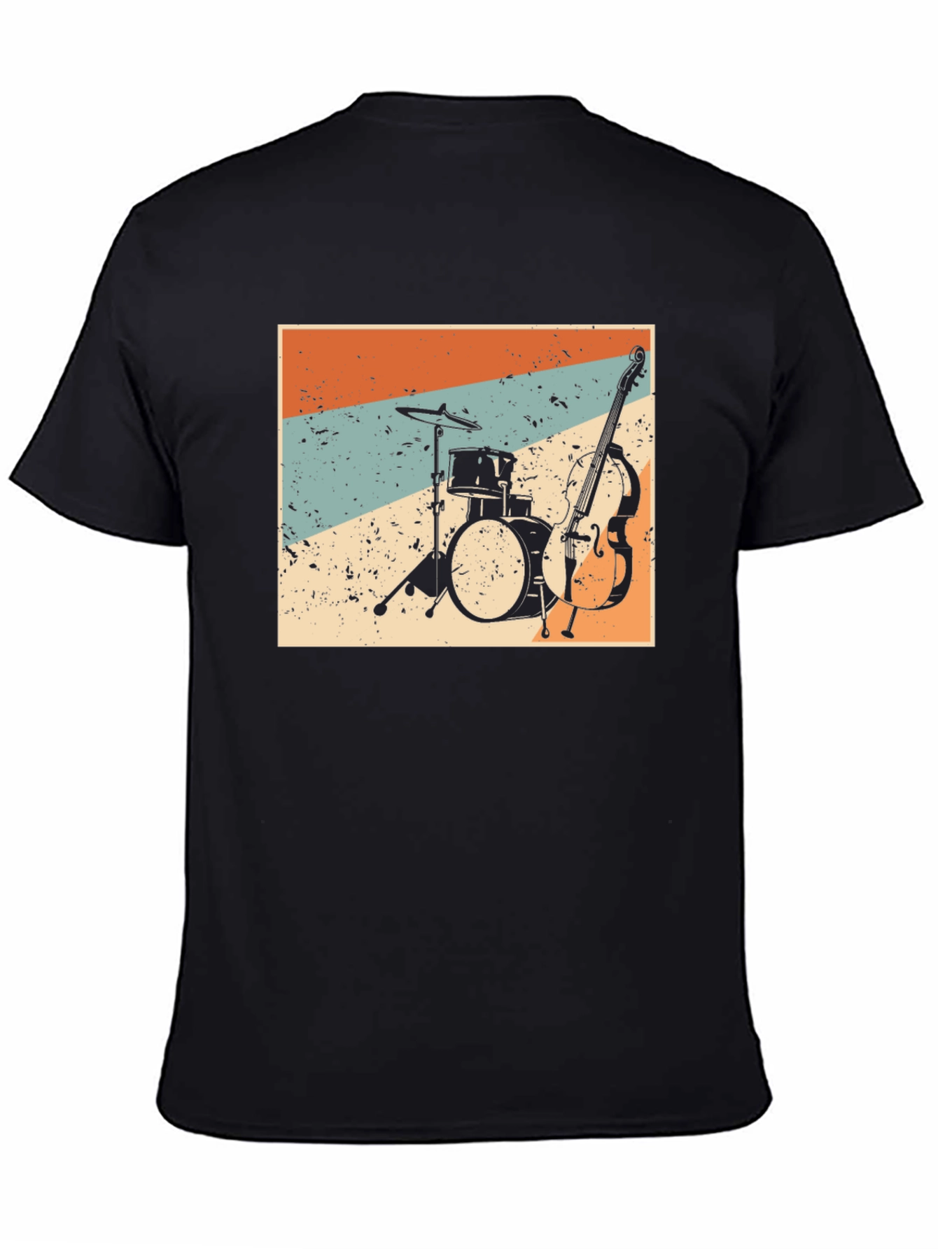 Black Vintage Music T-Shirt: Drums and Bass view 4