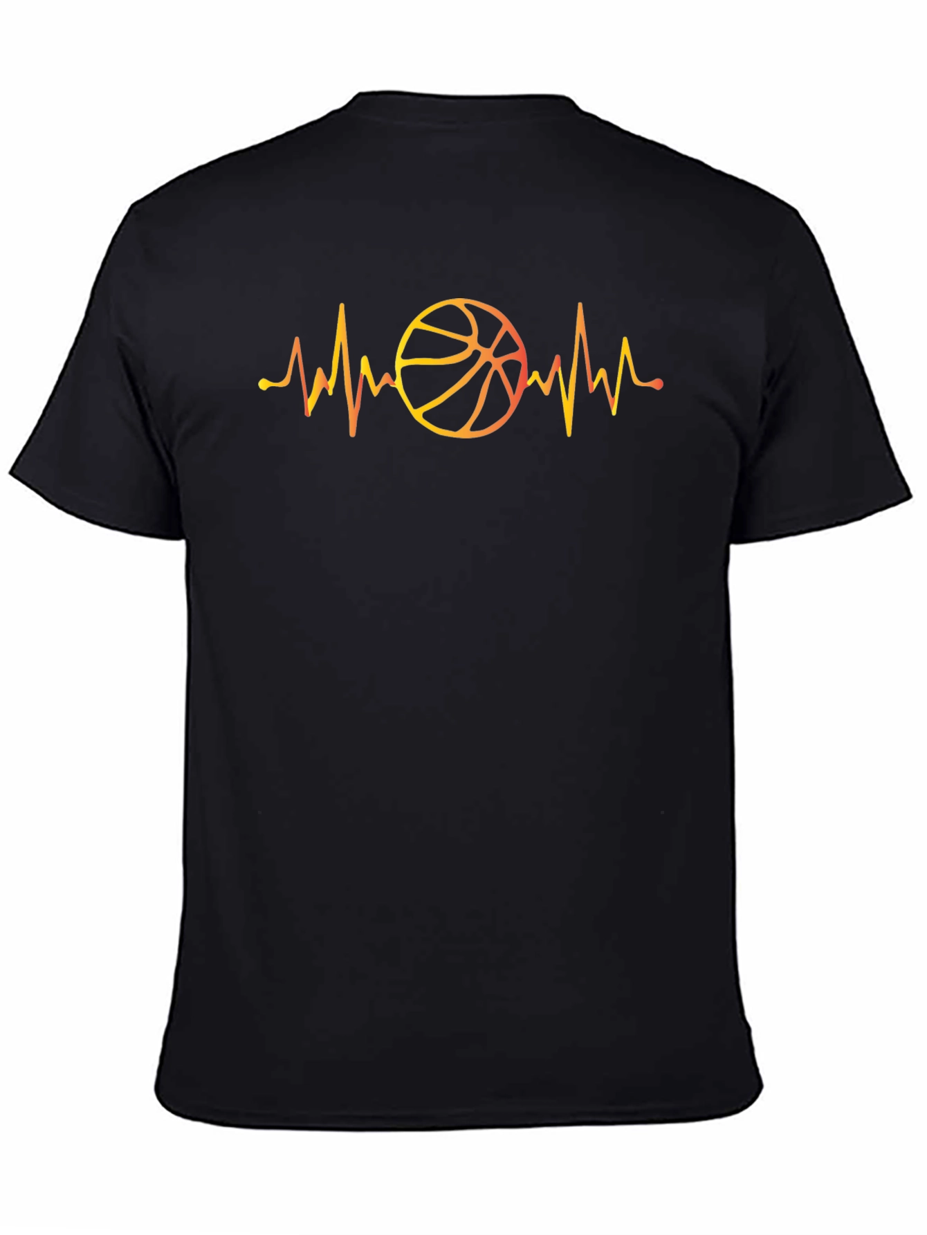 Black Basketball Heartbeat T-Shirt view 4