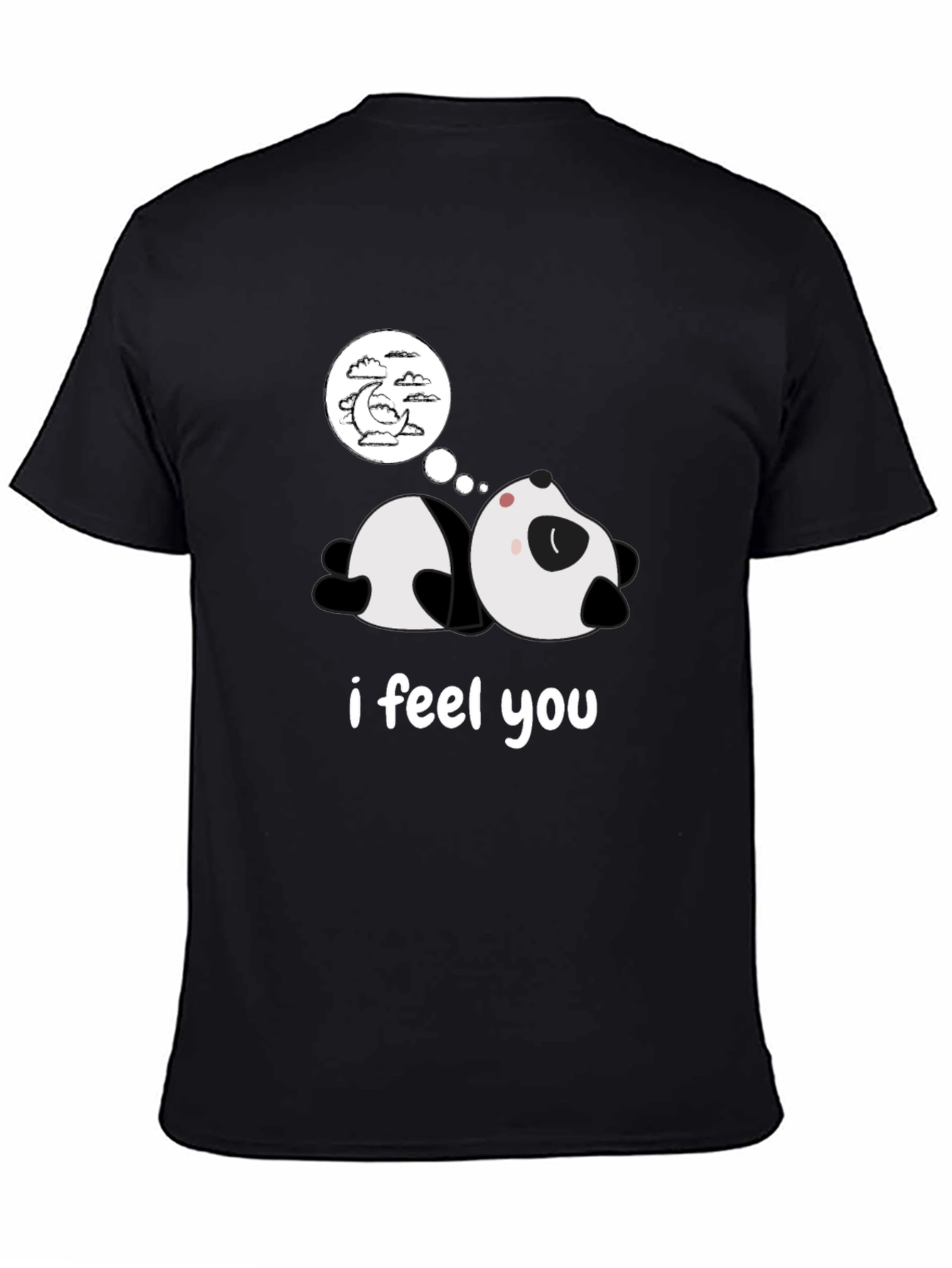 Black Dreamy Panda Black T-Shirt - I Feel You view 4