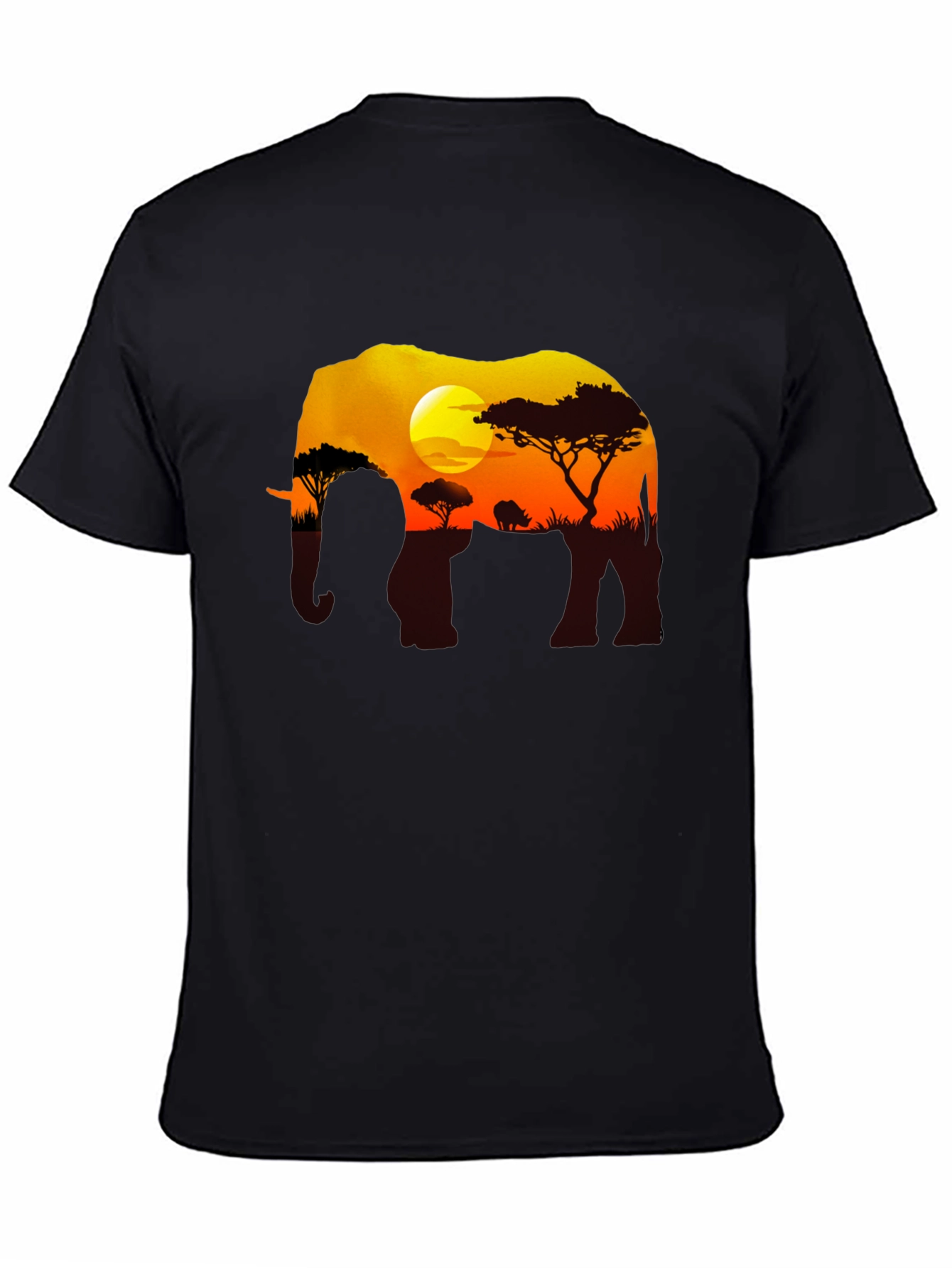 Black Elephant Sunset Graphic Tee - Black Safari Shirt view 4