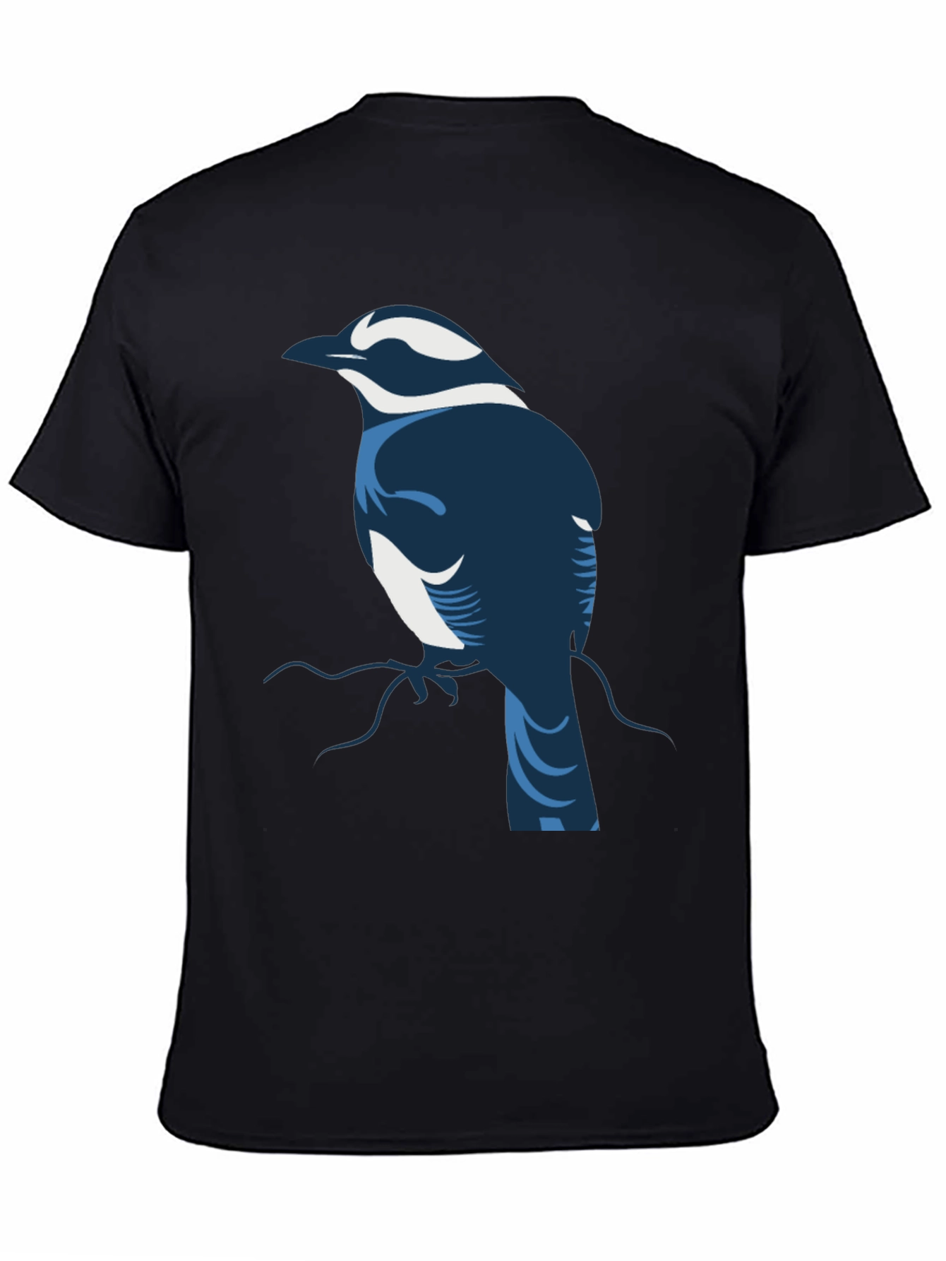 Black Stylized Bird Graphic Tee - Black Cotton Blend view 4