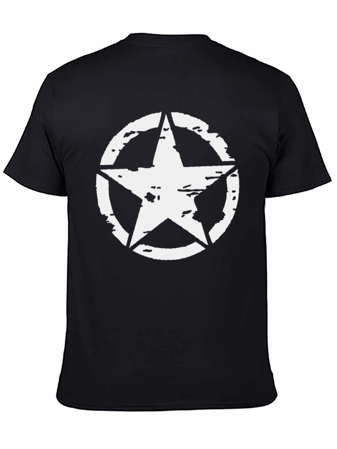 Black Distressed Star Graphic Tee - Black Cotton Blend Shirt view 4