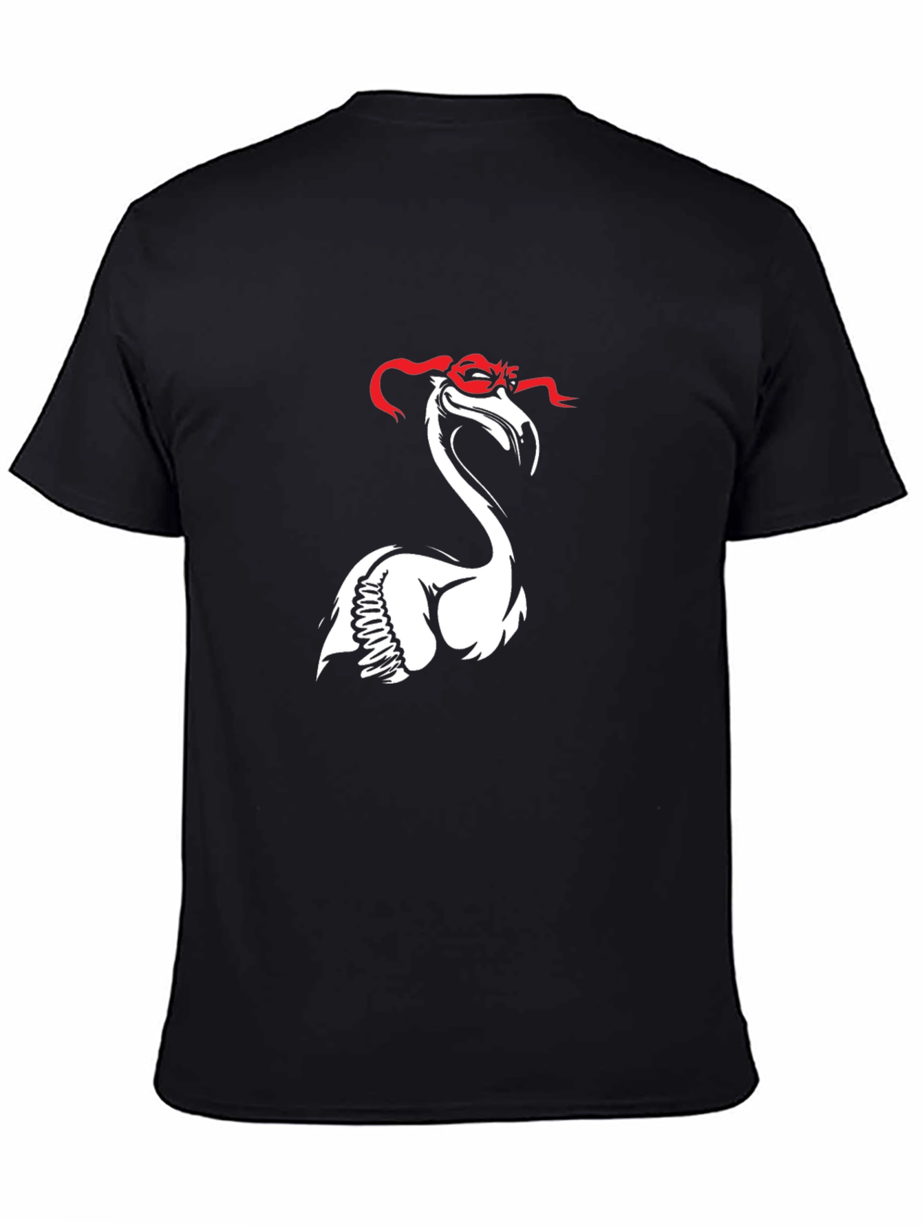 Black Flamingo Ninja T-Shirt - Black Cotton Tee view 4