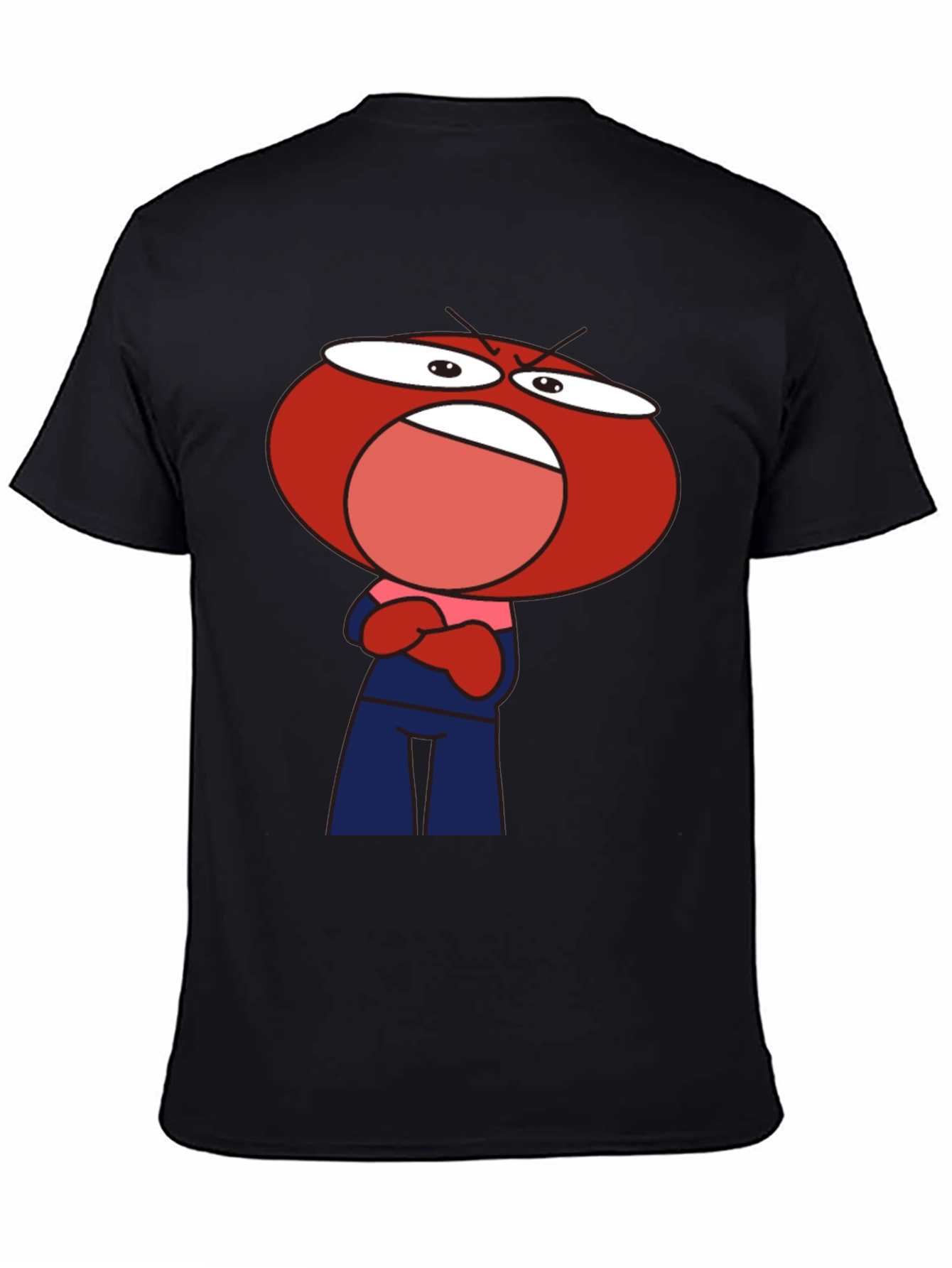 Black Angry Red Head Cartoon T-Shirt view 4