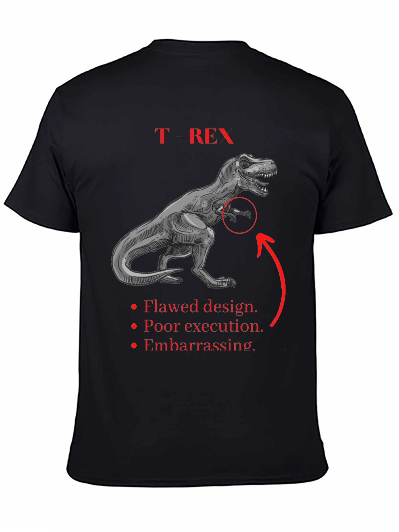 Black T-Rex Graphic Tee: Funny Dinosaur Shirt view 4