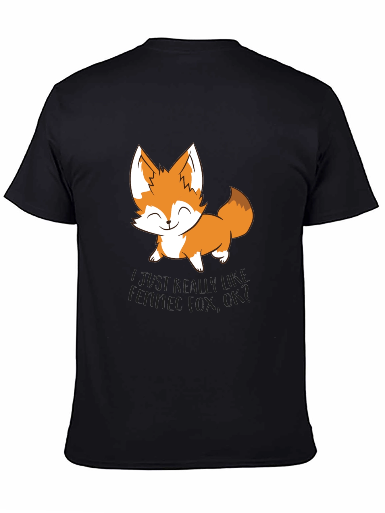 Black Cute Fox Graphic T-Shirt - Unisex Black Tee view 4