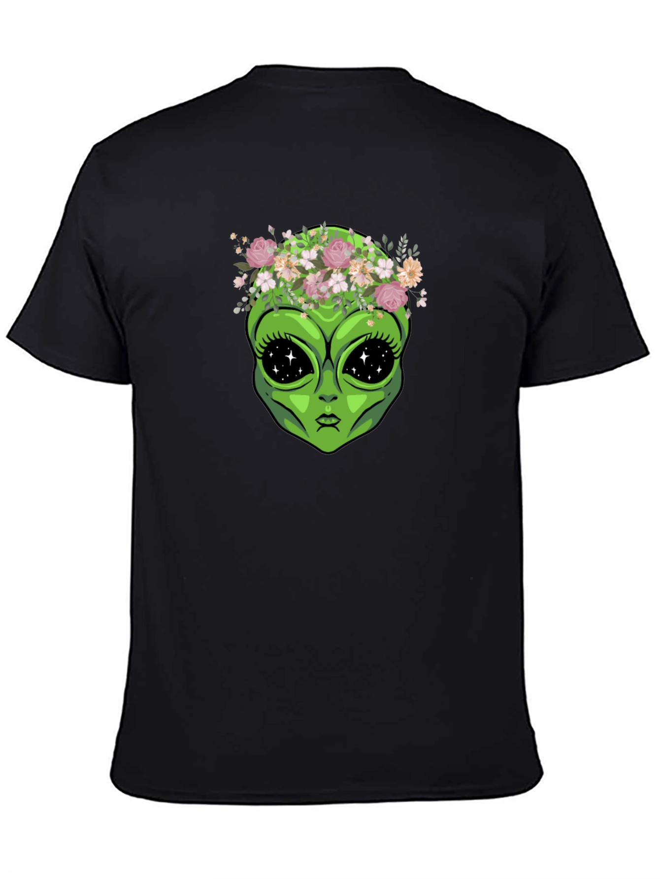 Black Alien Flower Crown Graphic Tee - Black view 4