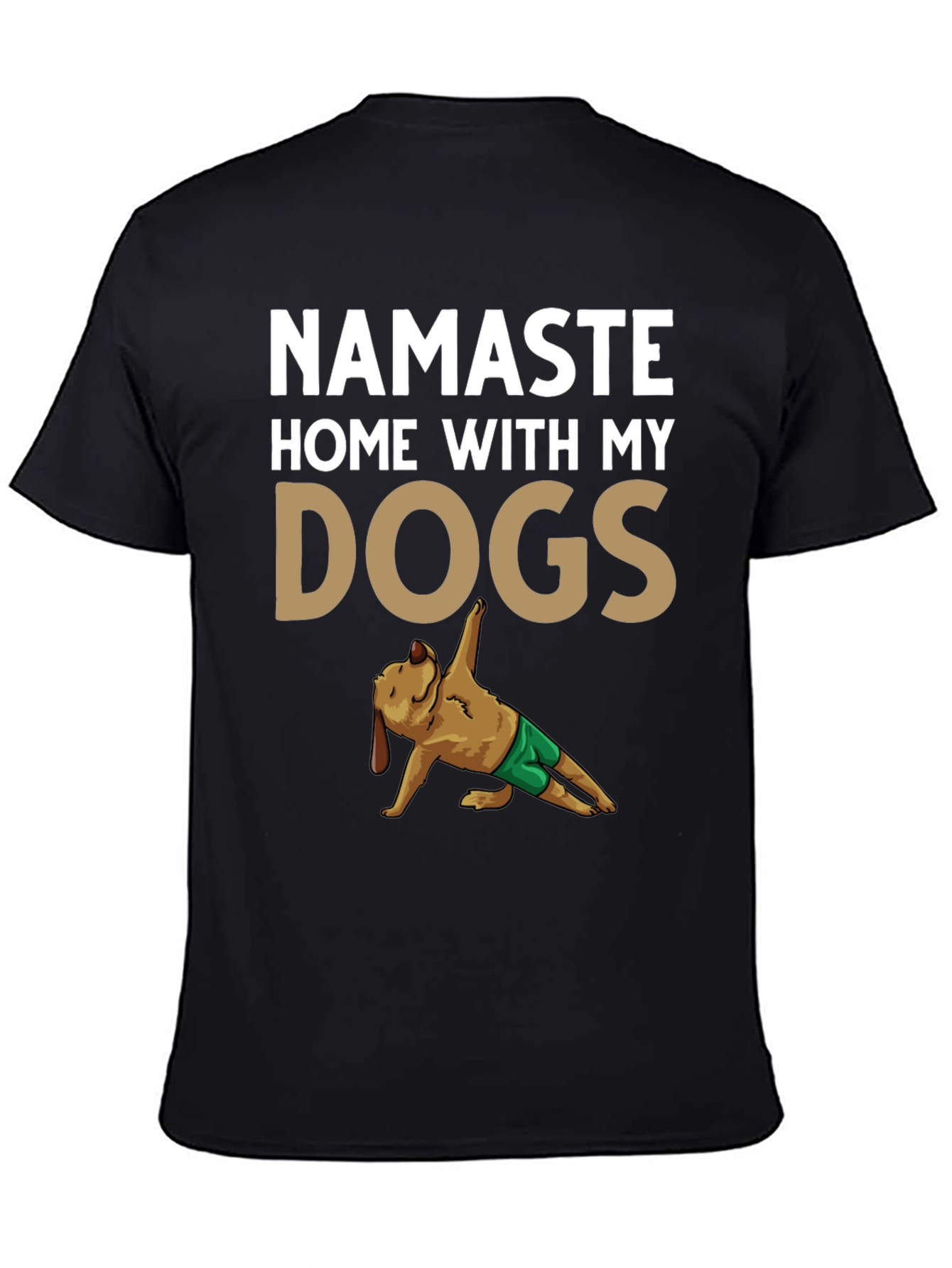 Black Namaste Home With My Dogs Graphic Tee view 4