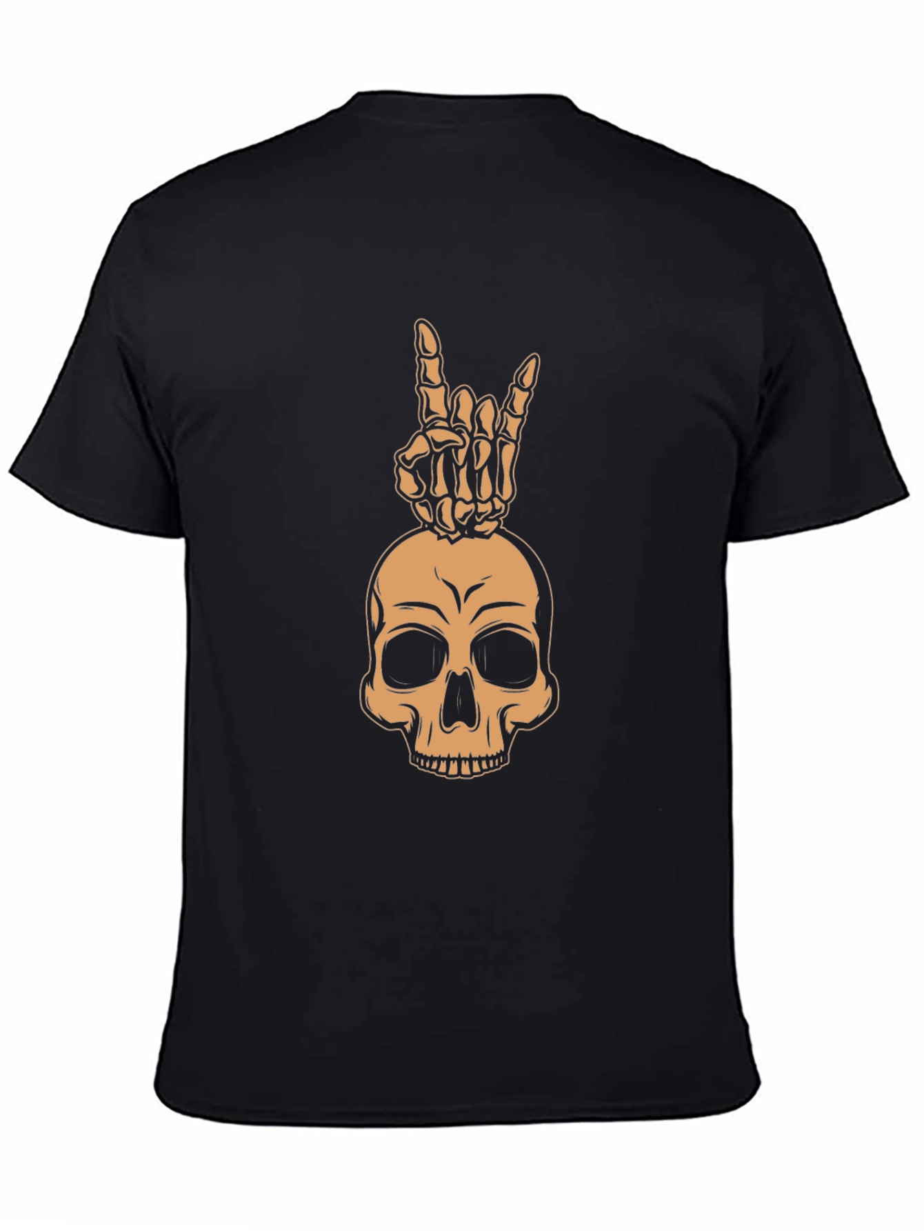 Black Skull & Hand Sign Graphic Tee - Rock On! view 4