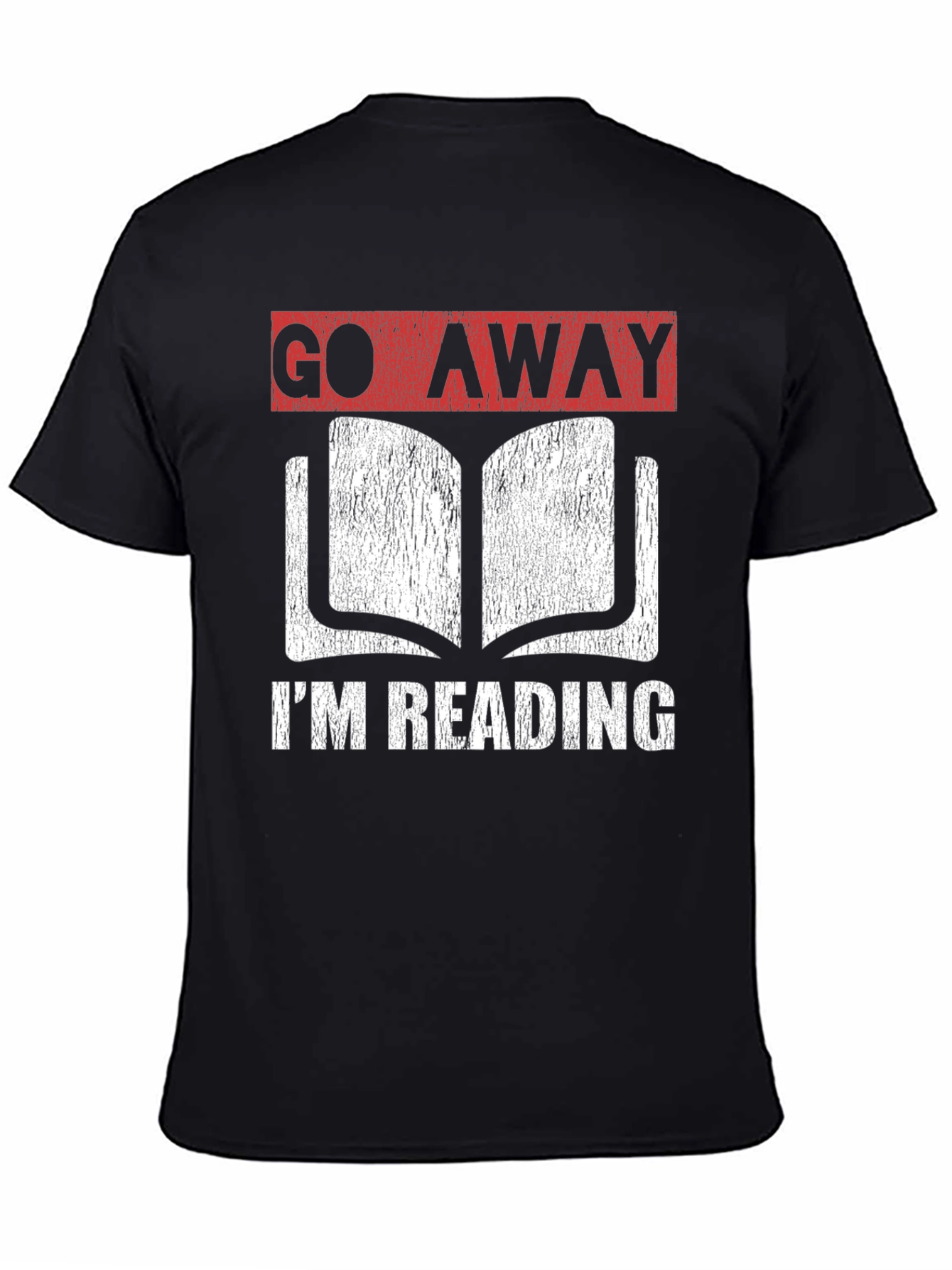 Black Go Away I'm Reading Graphic T-Shirt - Book Lover Tee view 4