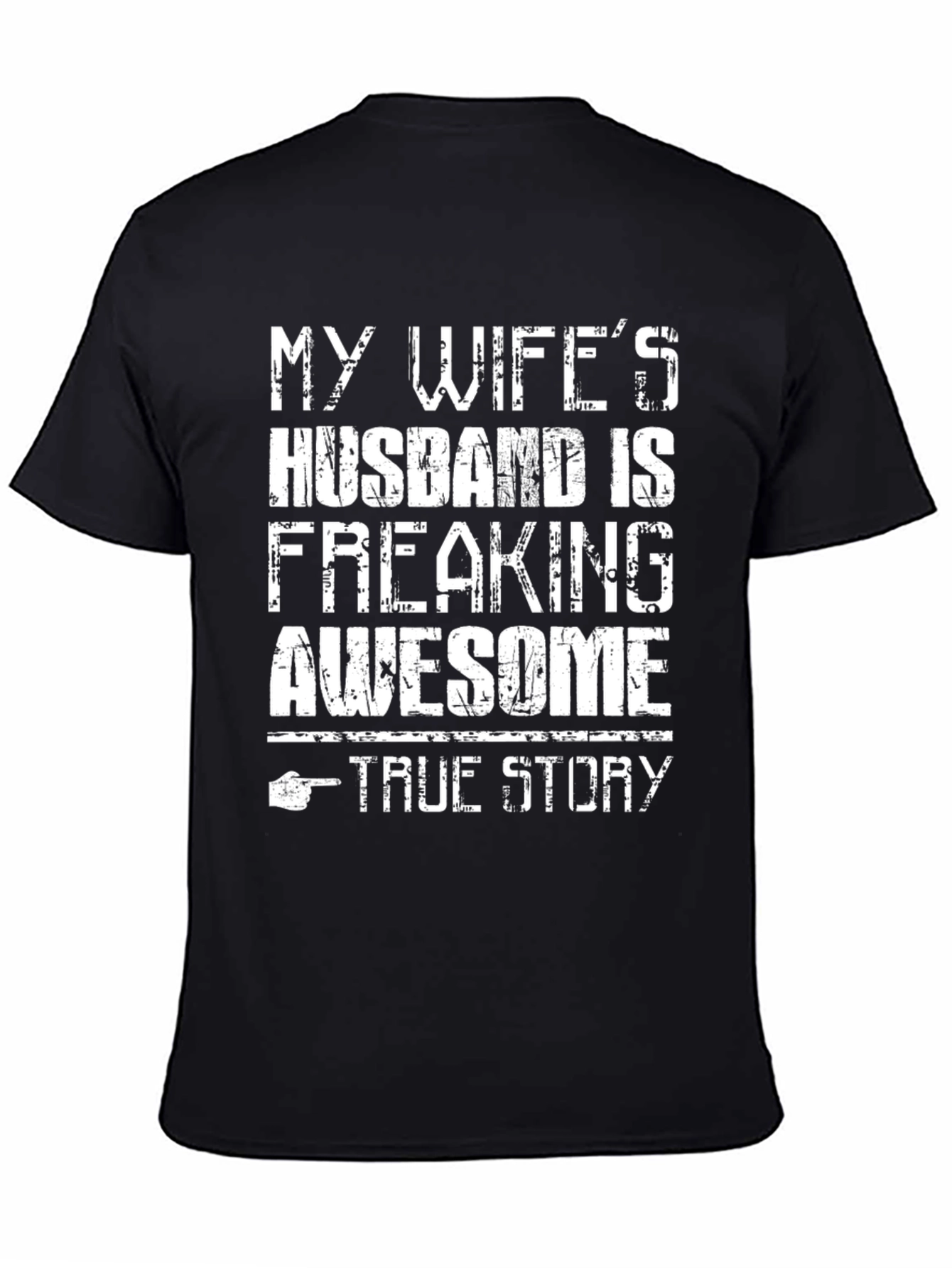 Black My Wife's Husband is Awesome Graphic T-Shirt view 4