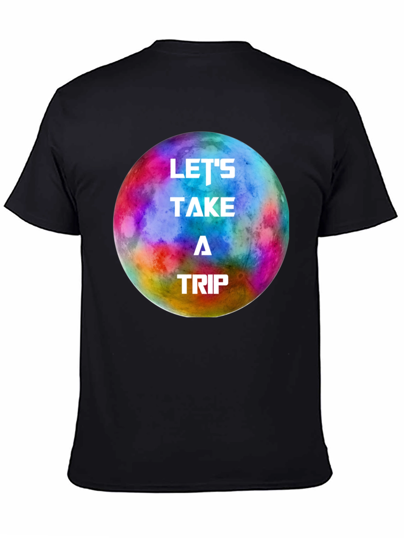 Black Let's Take a Trip Graphic Tee - Colorful Space Adventure view 4